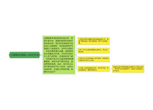 甘露醇快速输入有何方法