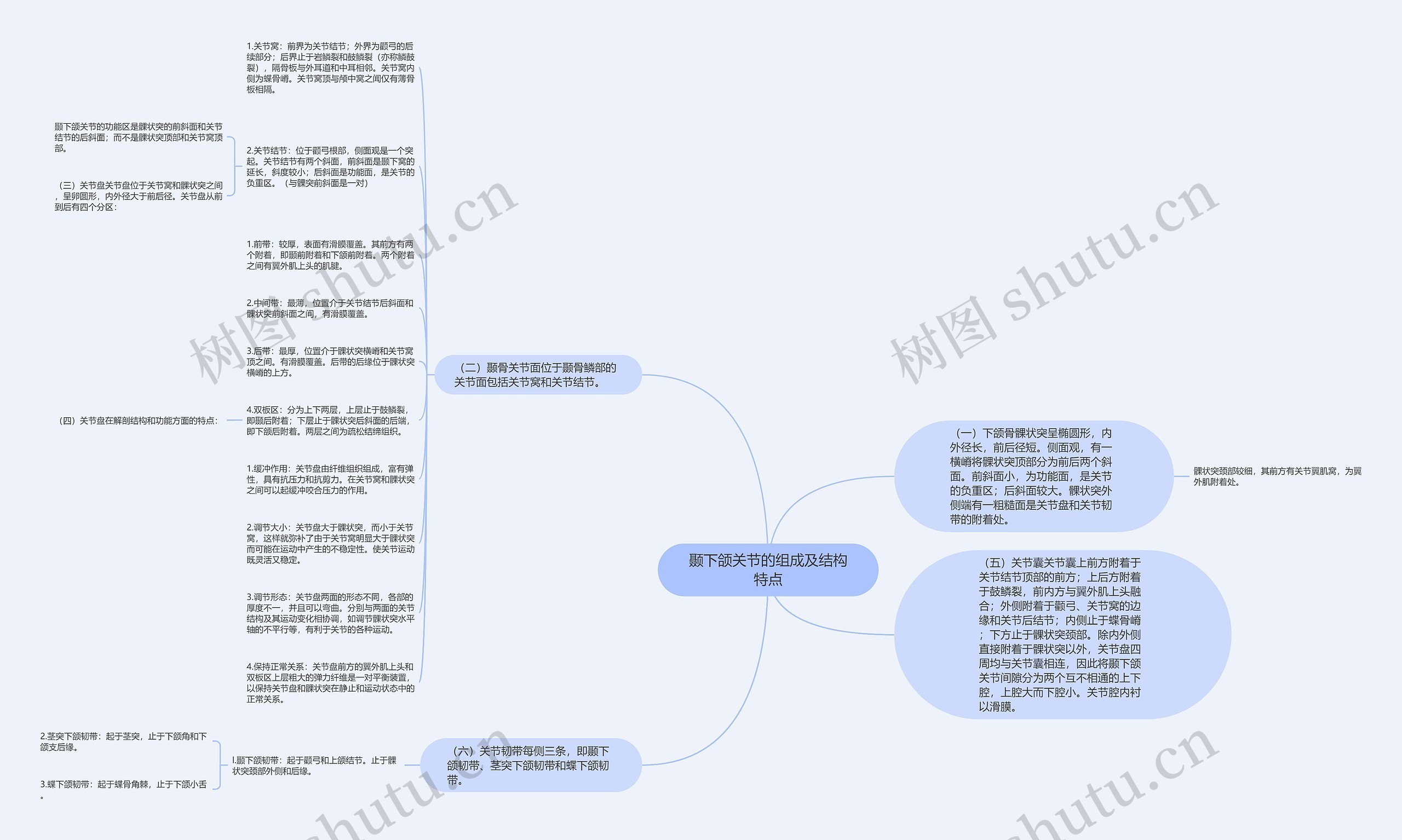 颞下颌关节的组成及结构特点思维导图高清图 颞下颌关节的组成及结构特点思维导图