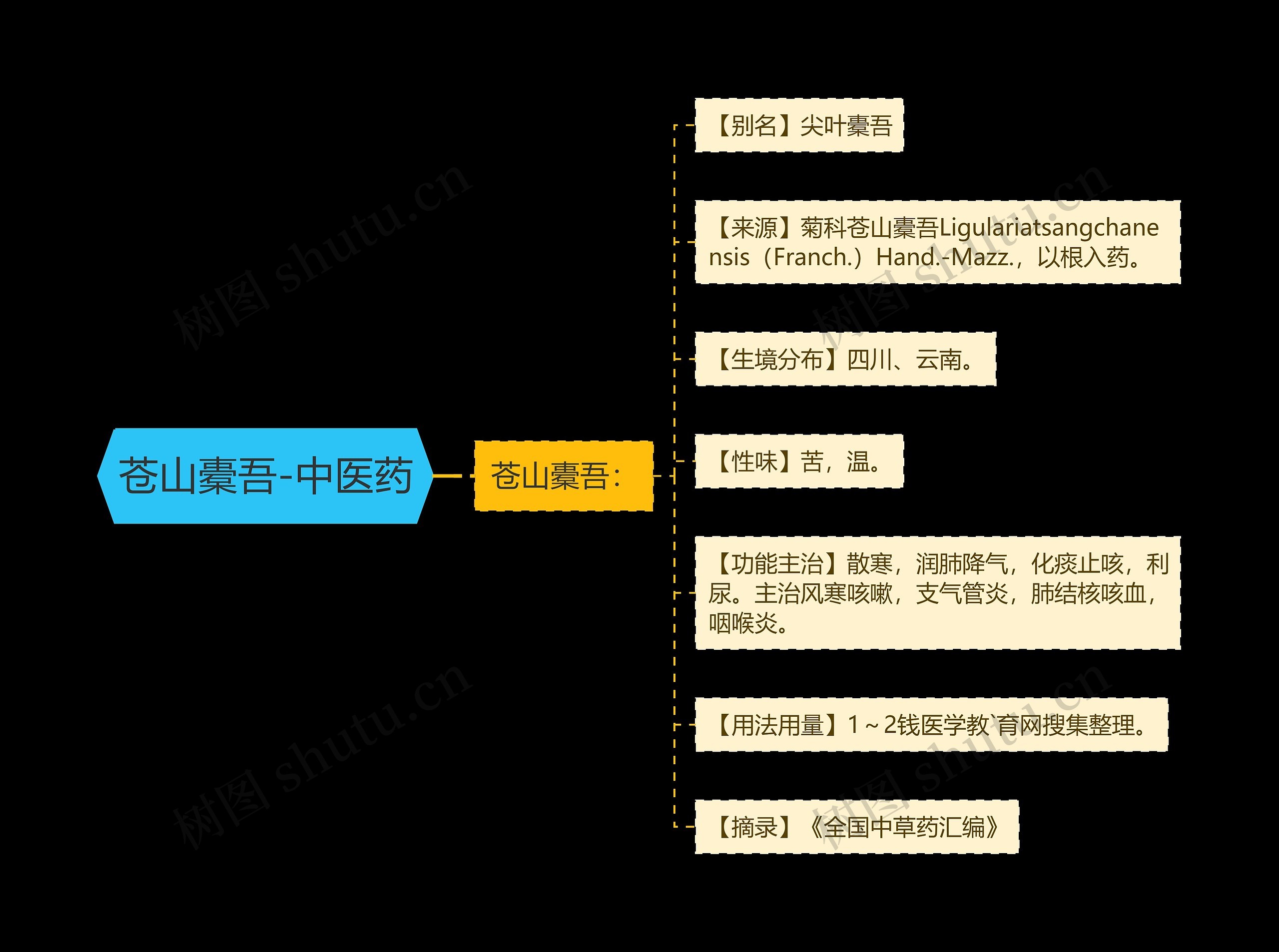 苍山橐吾-中医药思维导图