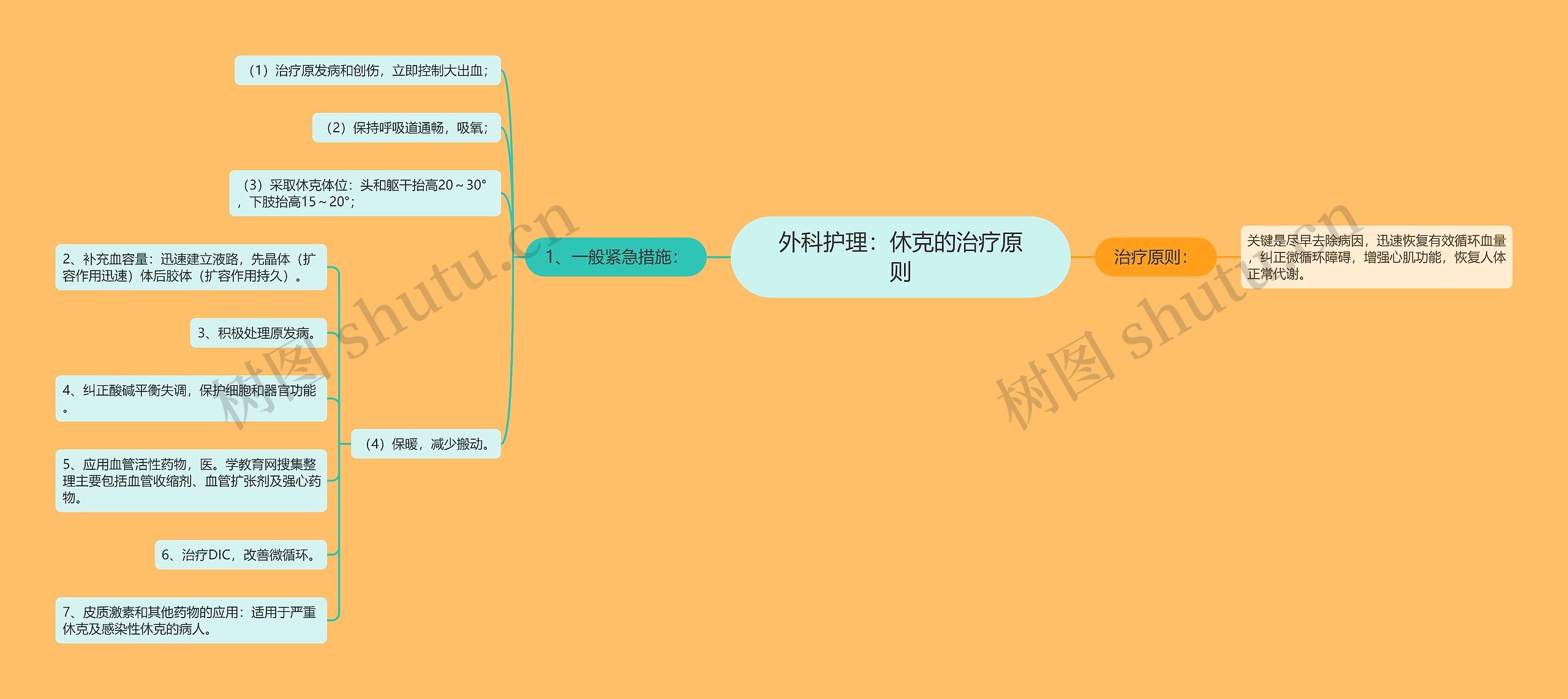 外科护理：休克的治疗原则思维导图