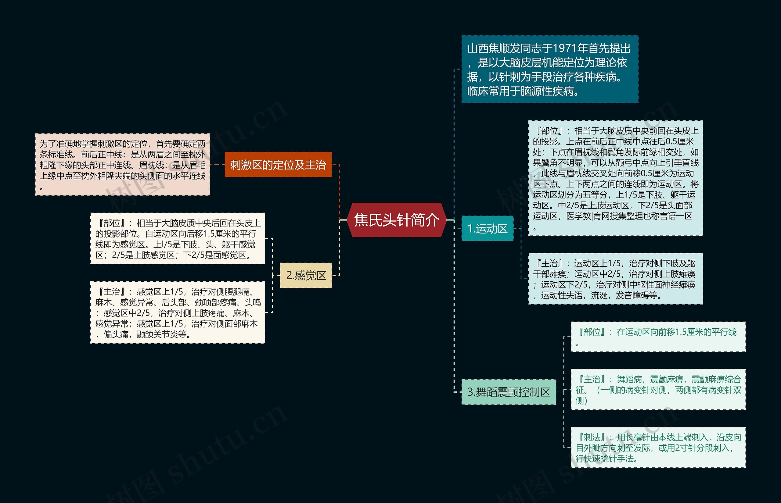 焦氏头针简介思维导图