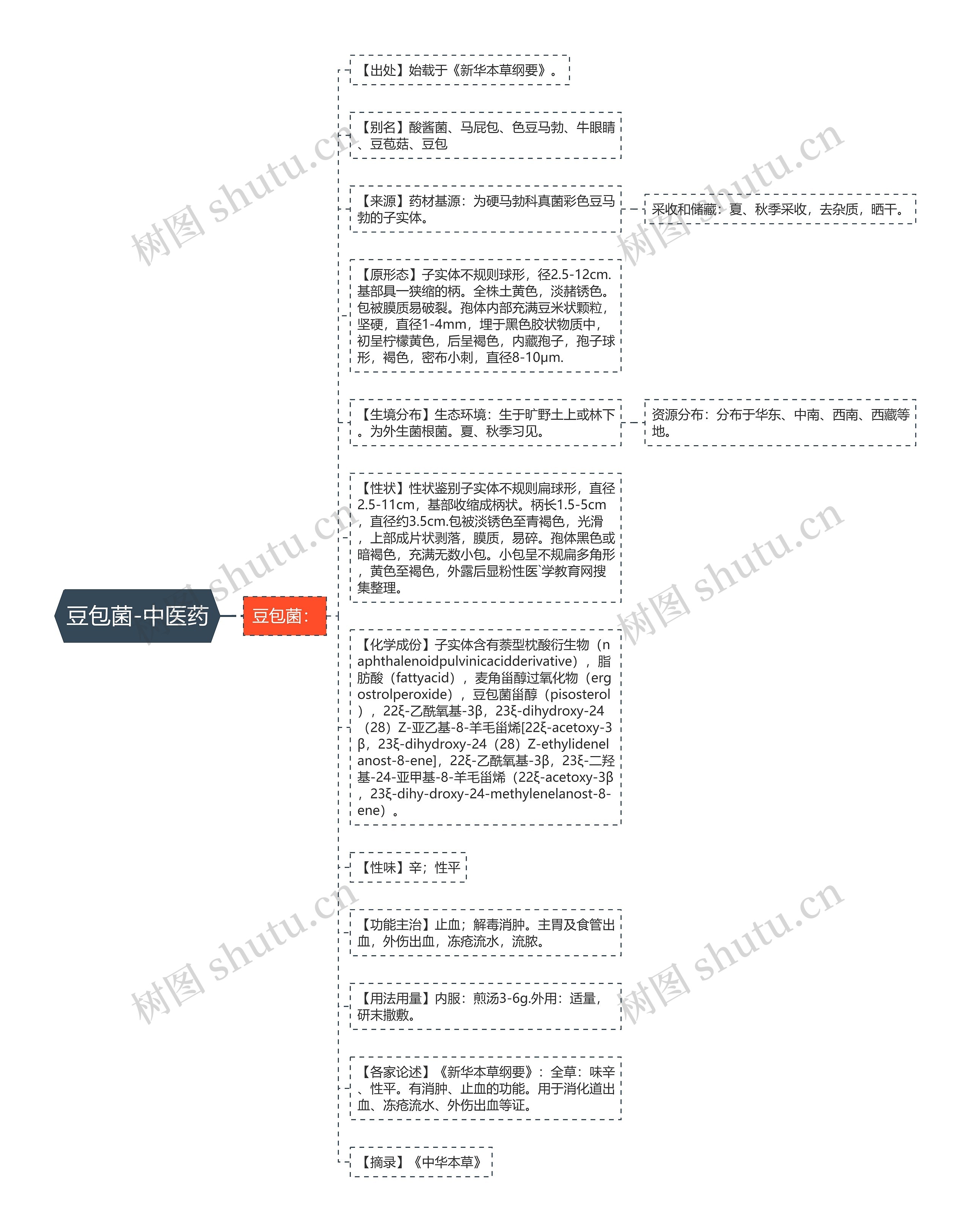 豆包菌-中医药思维导图高清图 豆包菌-中医药思维导图