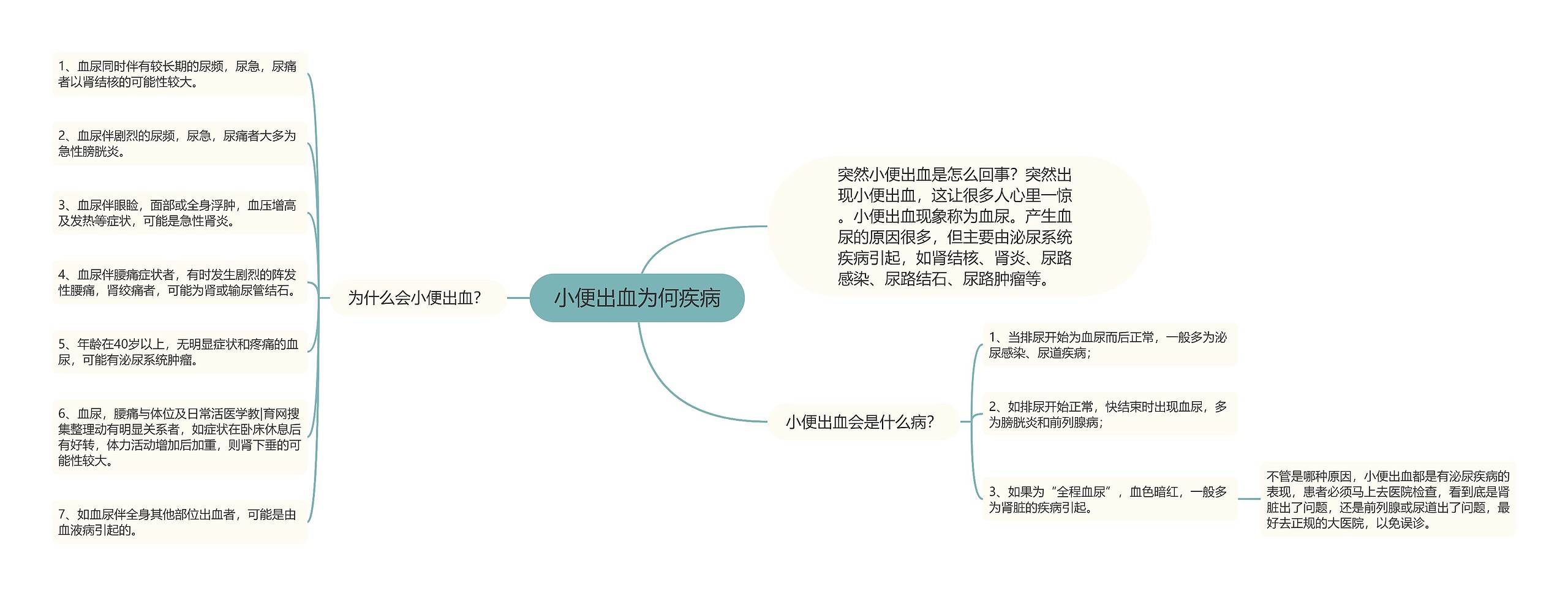 小便出血为何疾病思维导图