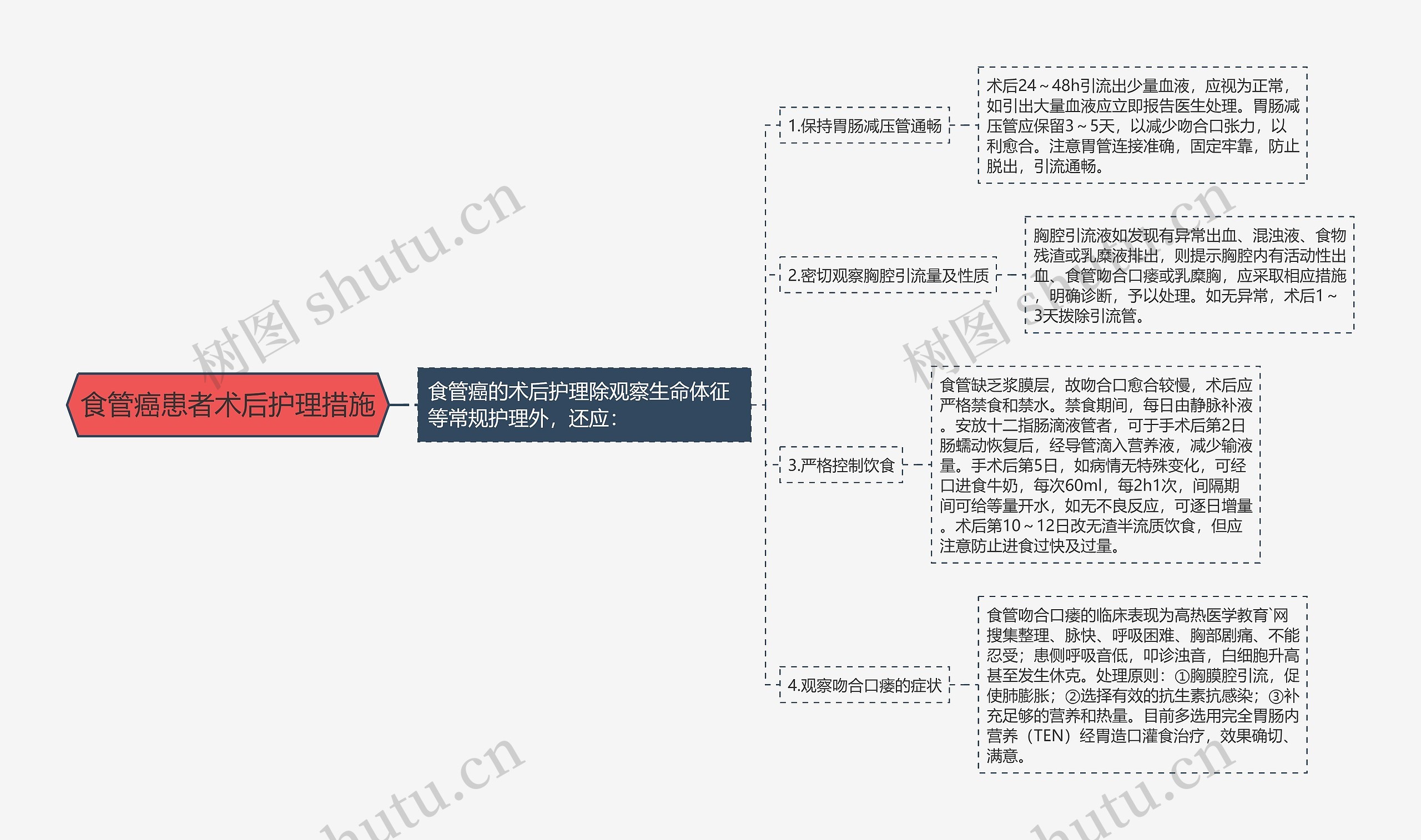 食管癌患者术后护理措施思维导图