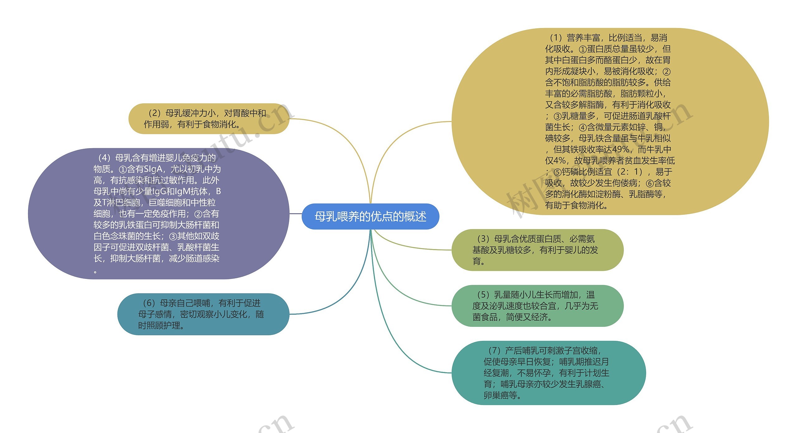 母乳喂养的优点的概述思维导图