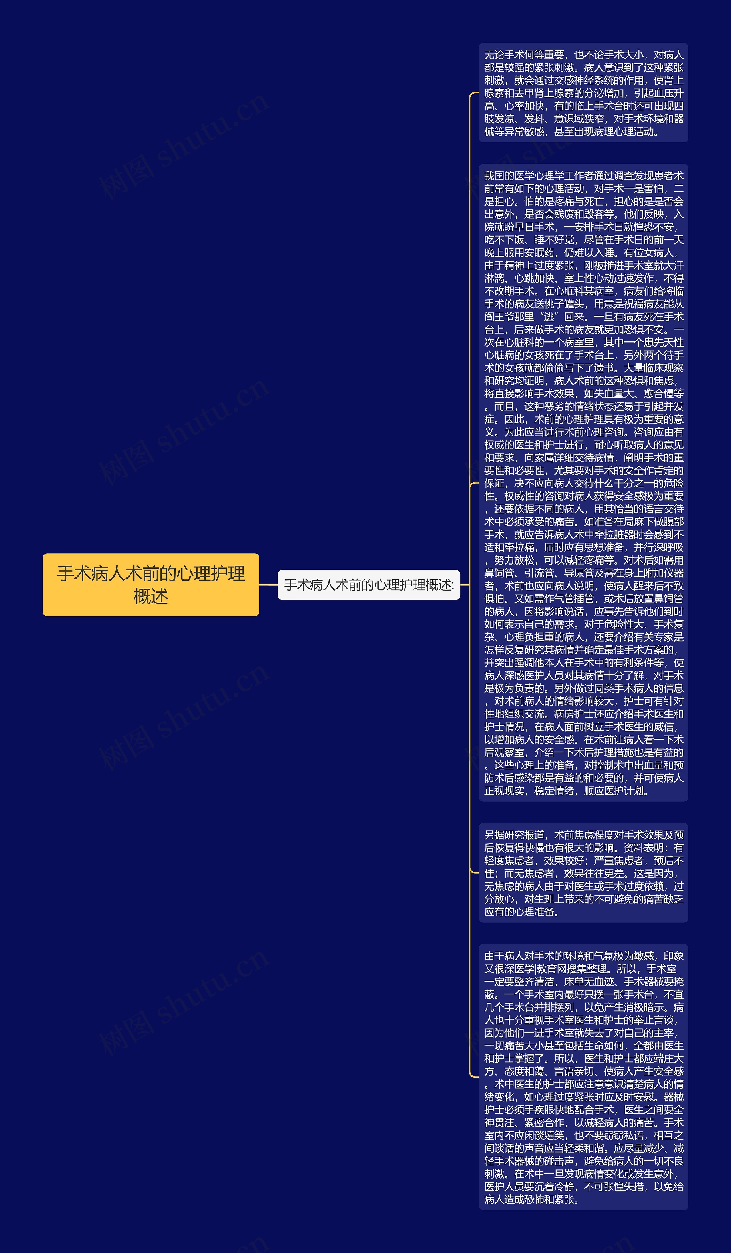 手术病人术前的心理护理概述思维导图