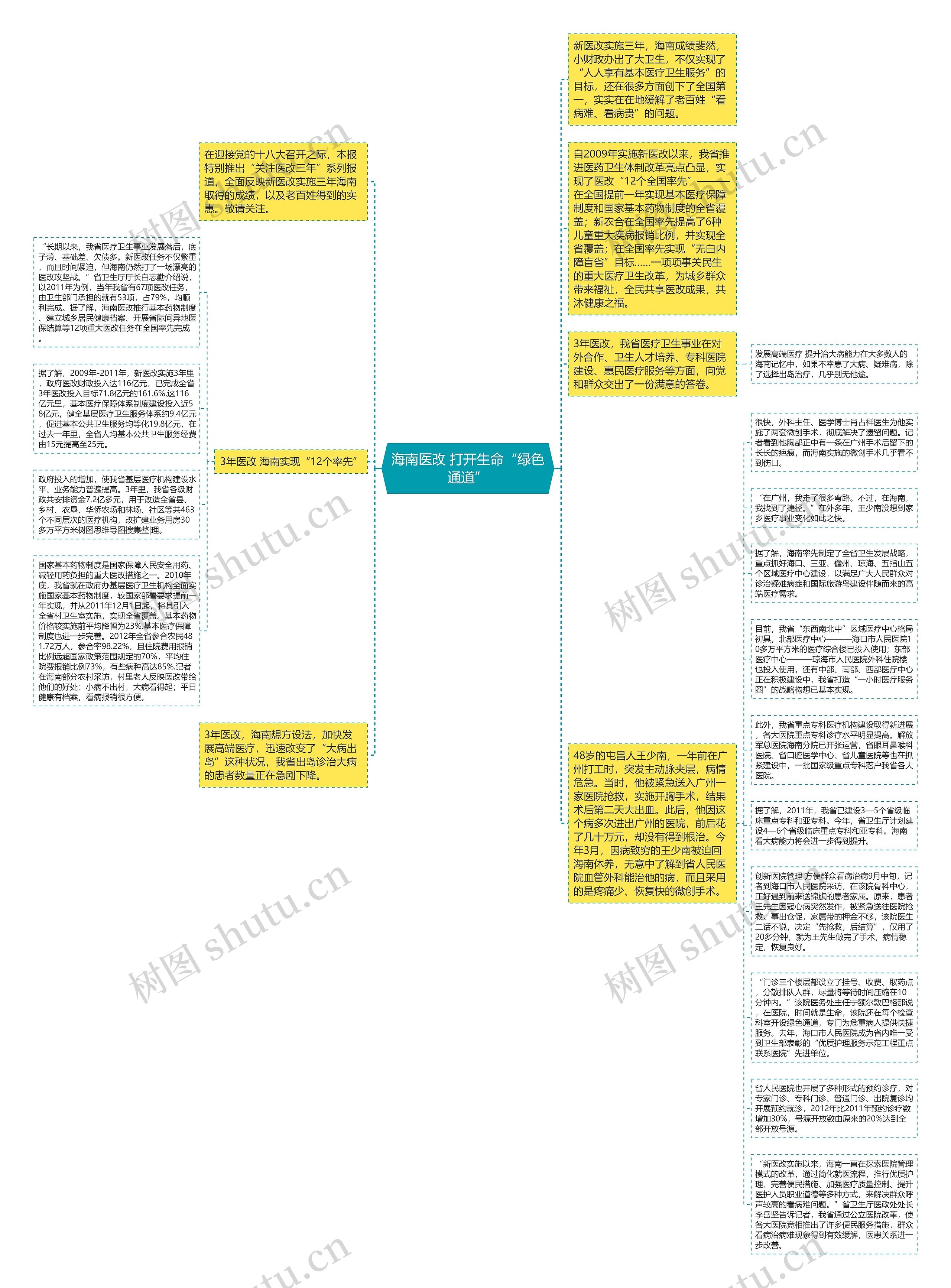 海南医改 打开生命“绿色通道”思维导图