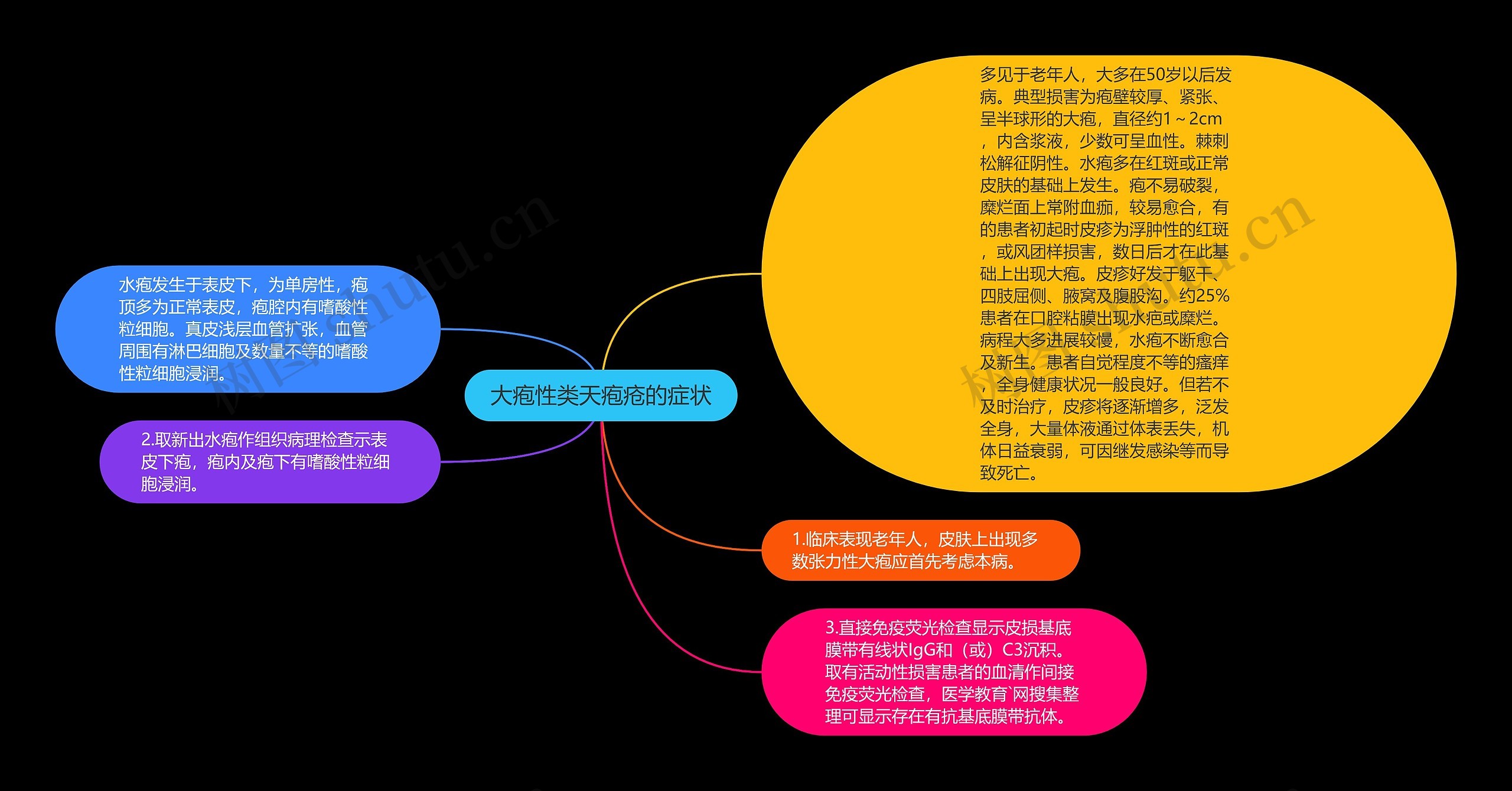 大疱性类天疱疮的症状思维导图