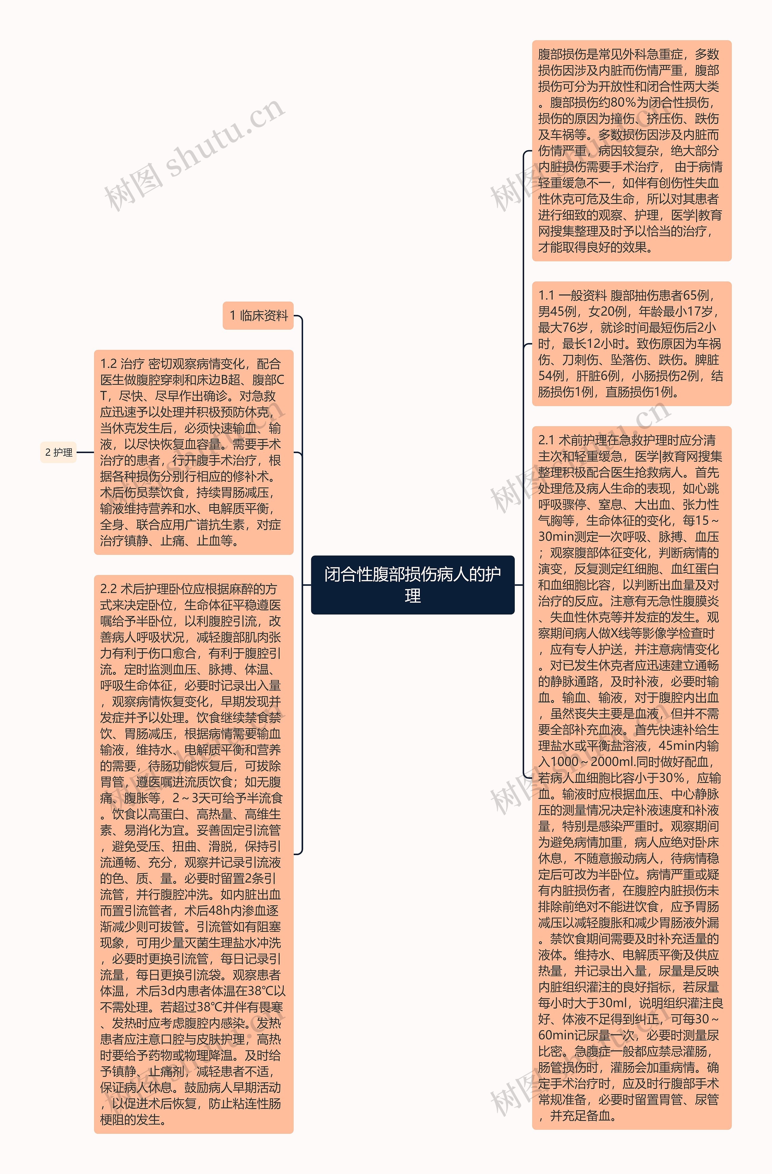 闭合性腹部损伤病人的护理思维导图