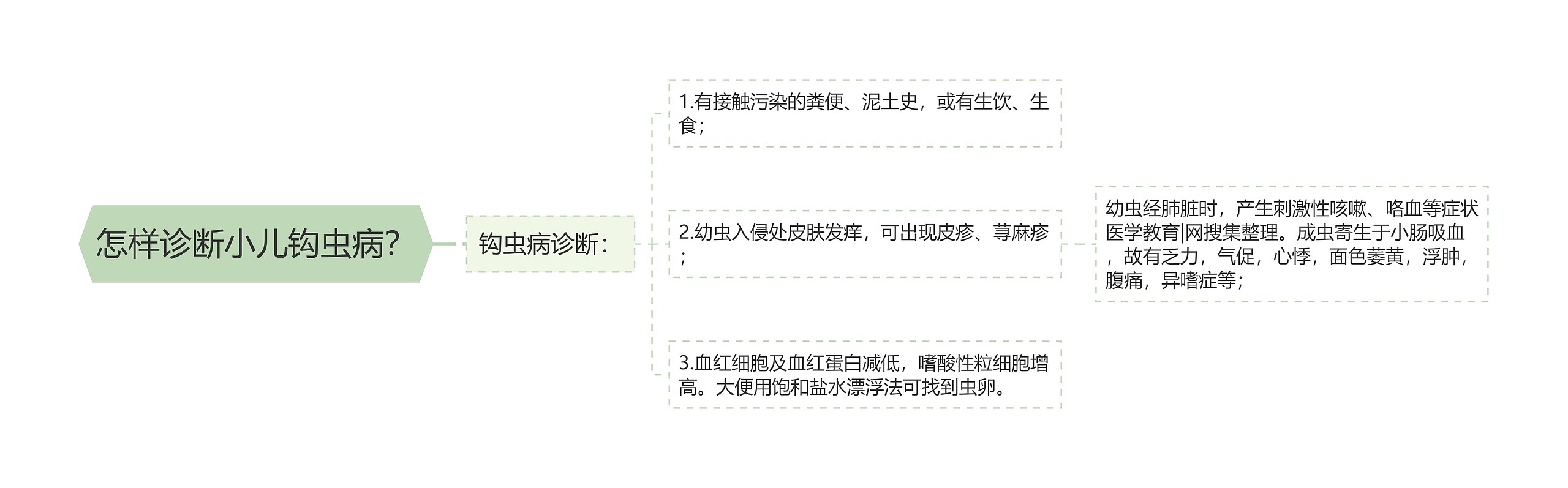 怎样诊断小儿钩虫病？思维导图