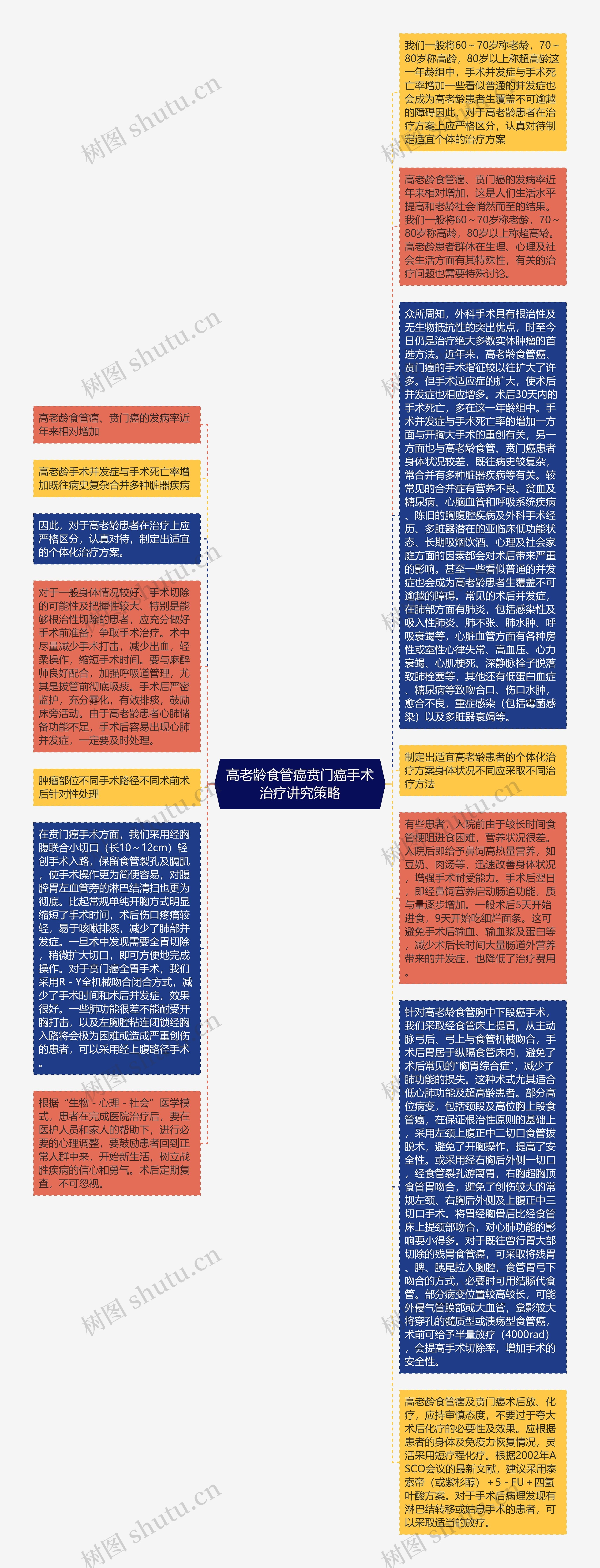 高老龄食管癌贲门癌手术治疗讲究策略思维导图