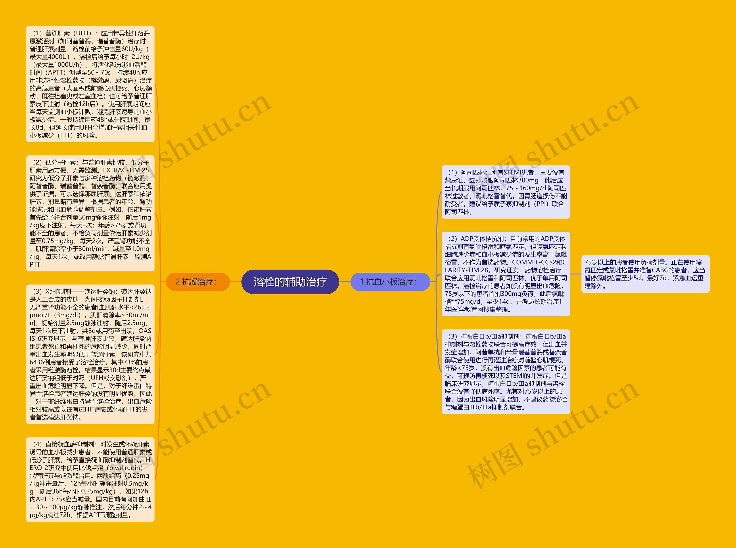溶栓的辅助治疗思维导图
