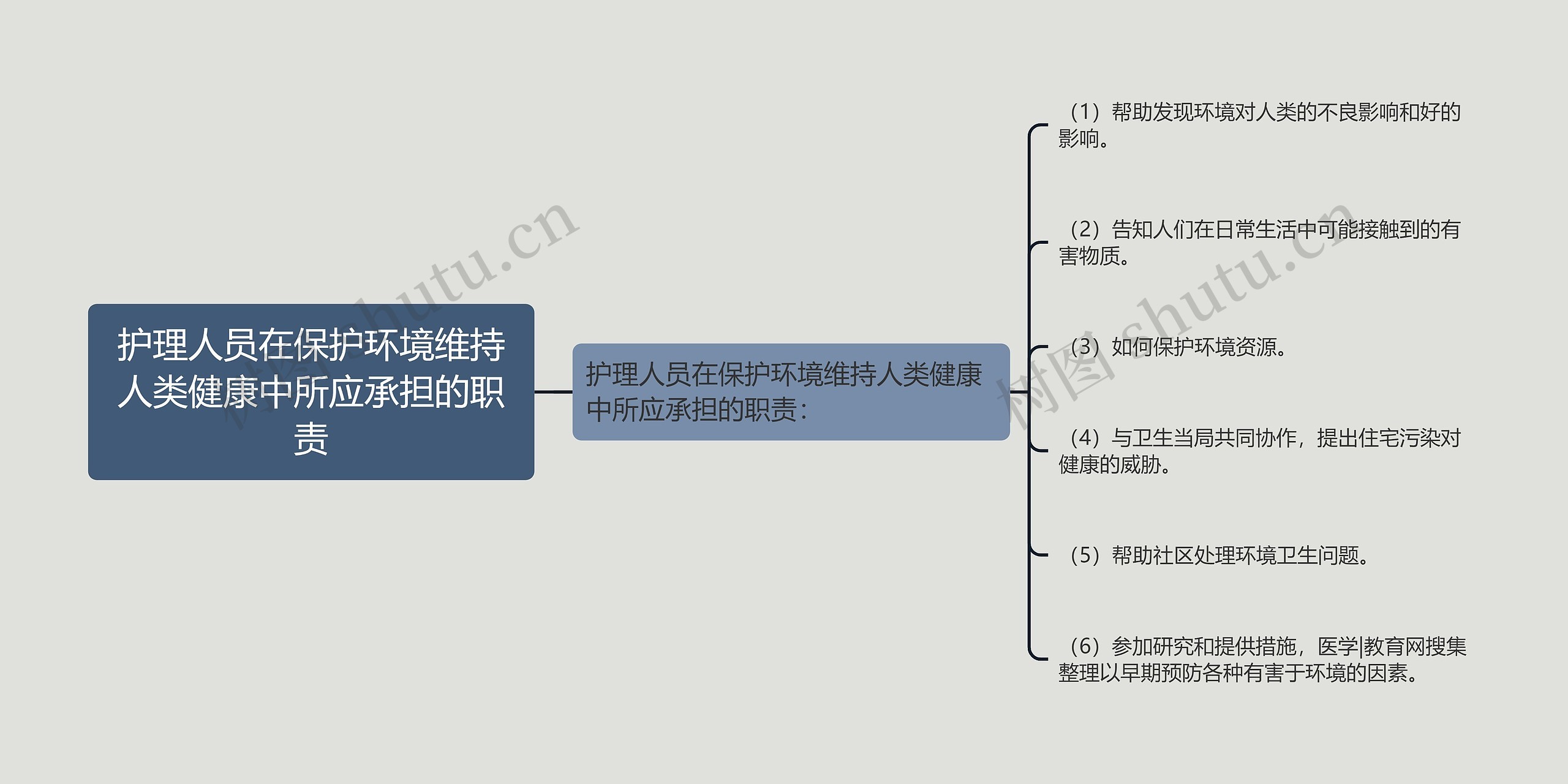 护理人员在保护环境维持人类健康中所应承担的职责思维导图