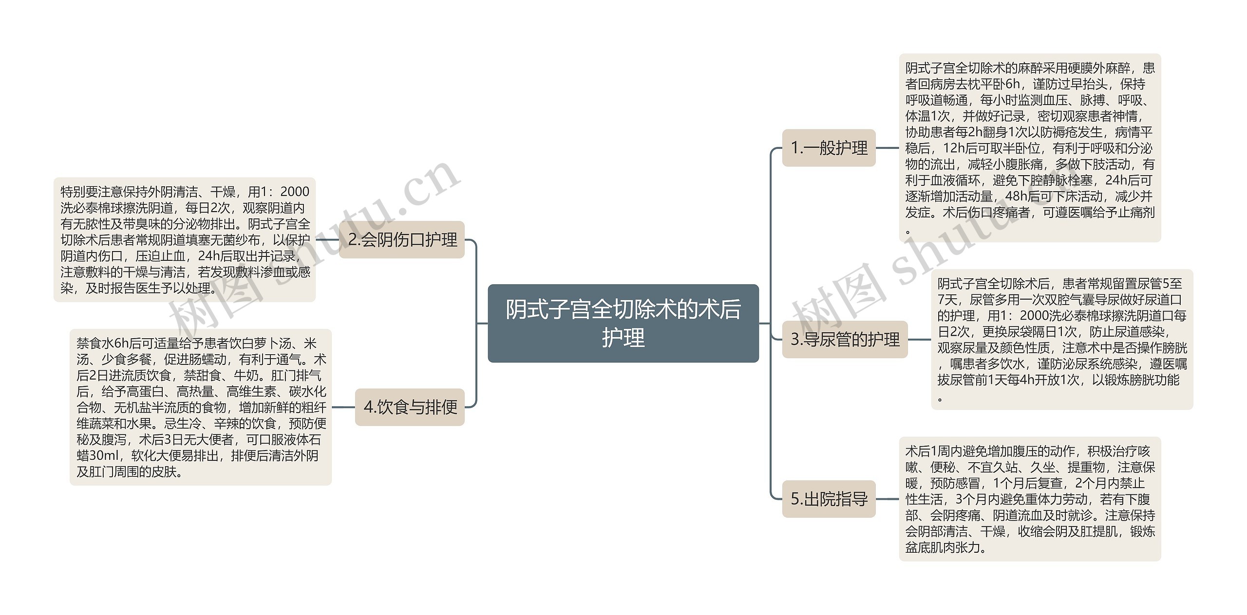 阴式子宫全切除术的术后护理思维导图