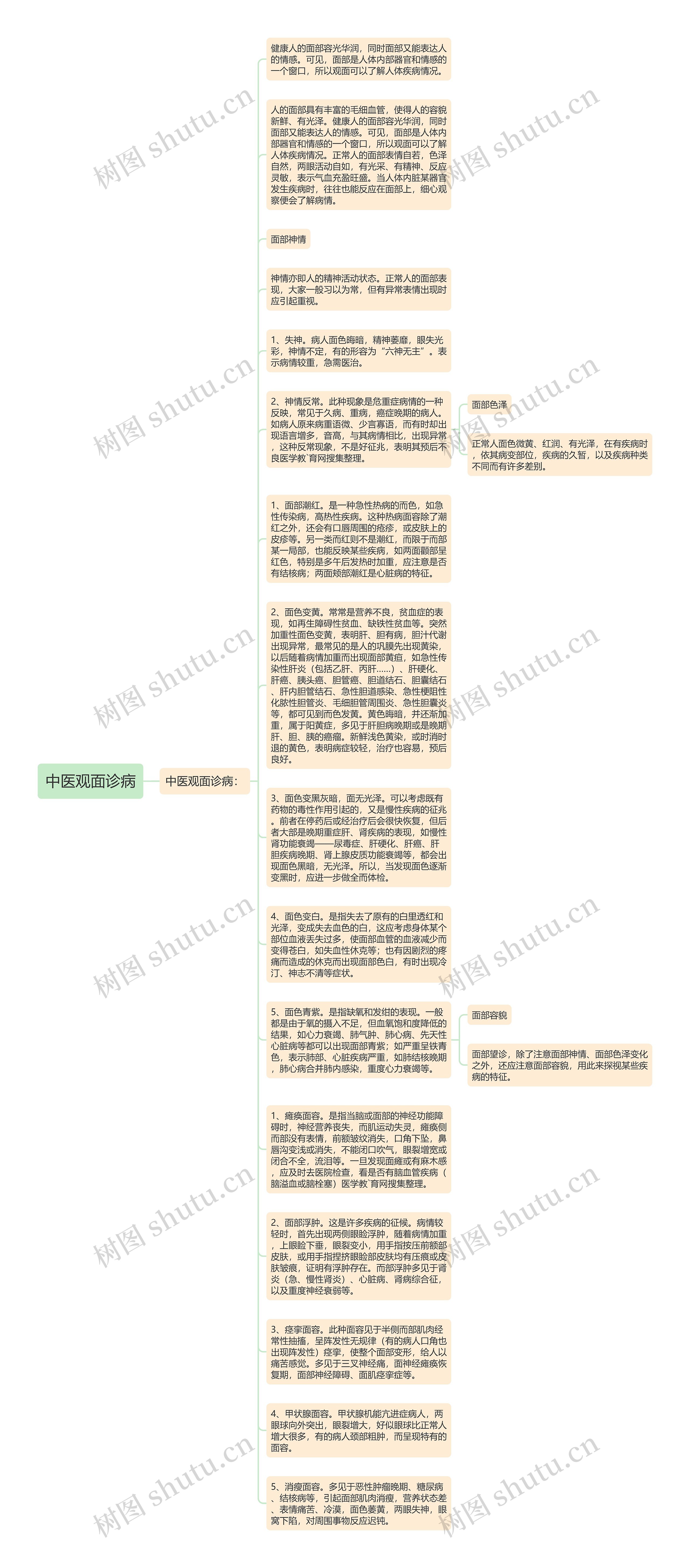 中医观面诊病思维导图