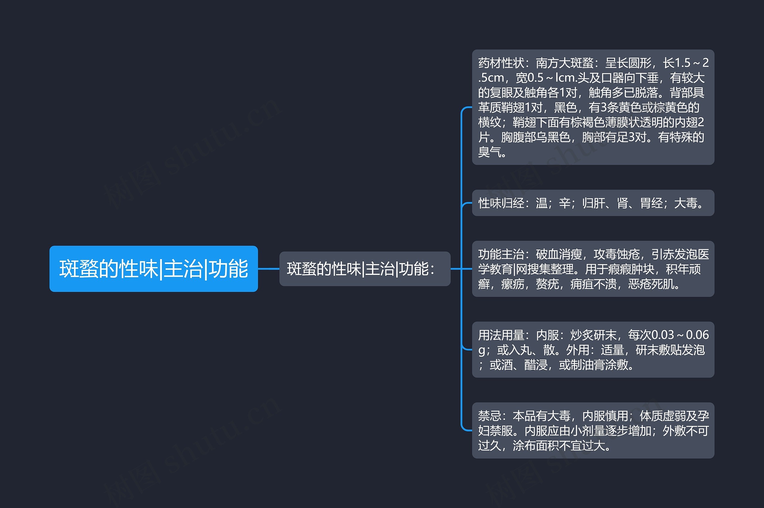 斑蝥的性味|主治|功能思维导图