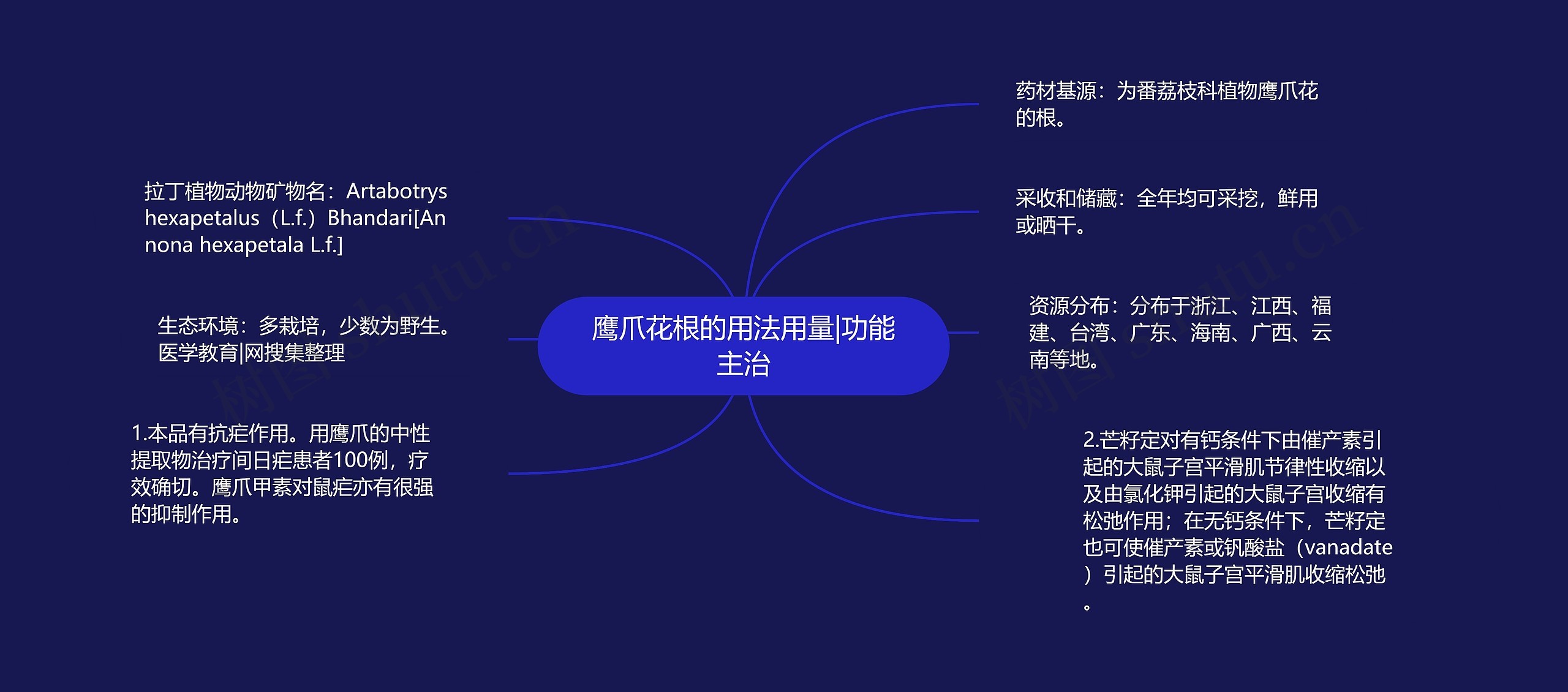 鹰爪花根的用法用量|功能主治思维导图