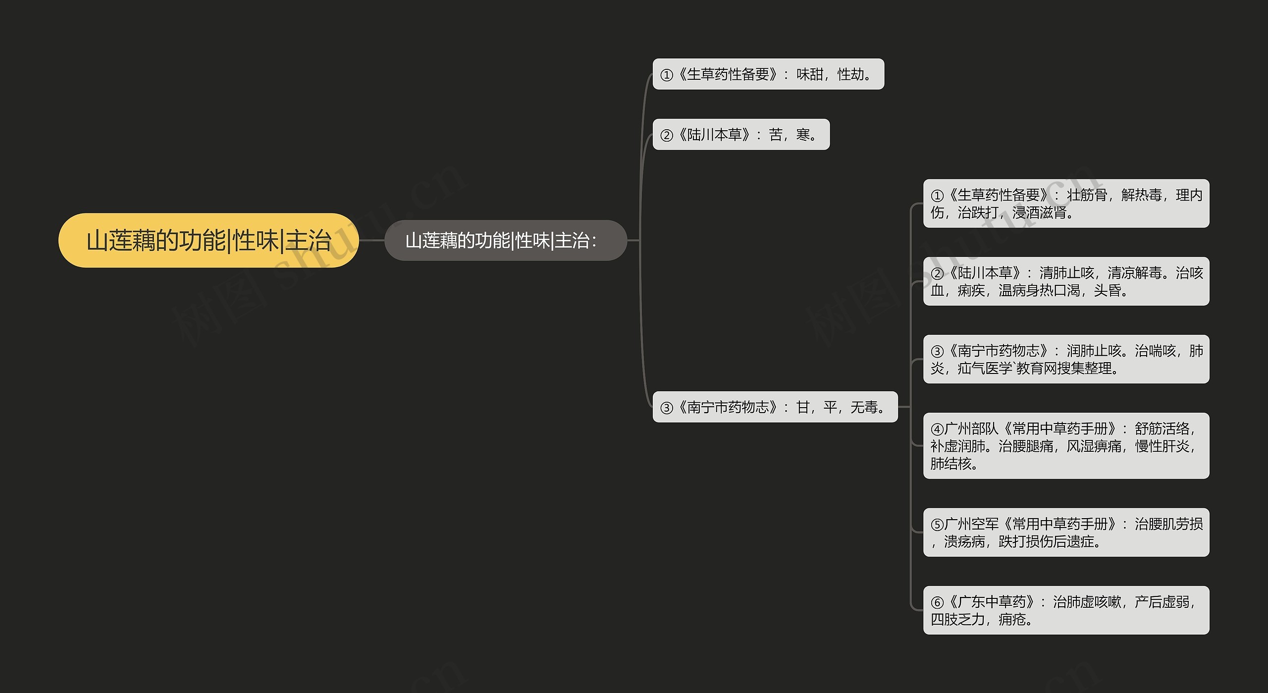 山莲藕的功能|性味|主治思维导图