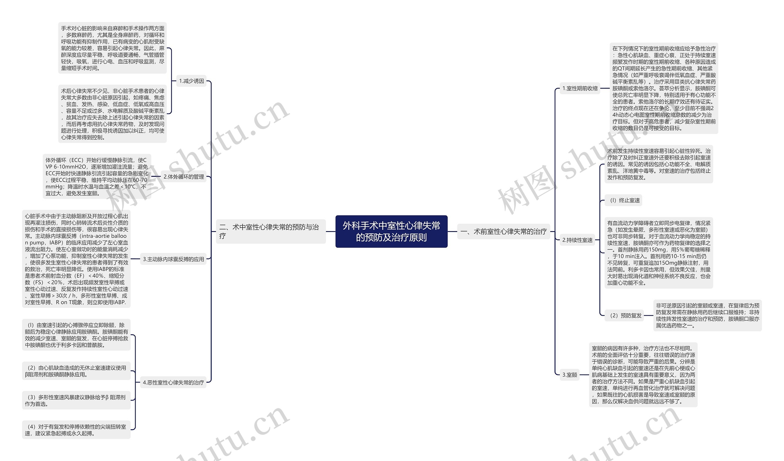 外科手术中室性心律失常的预防及治疗原则思维导图