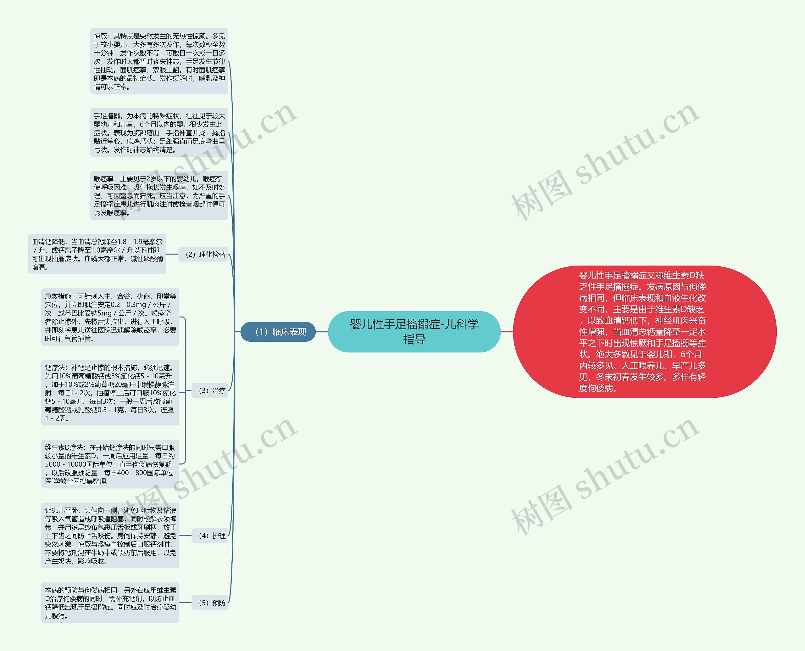 婴儿性手足搐搦症-儿科学指导思维导图