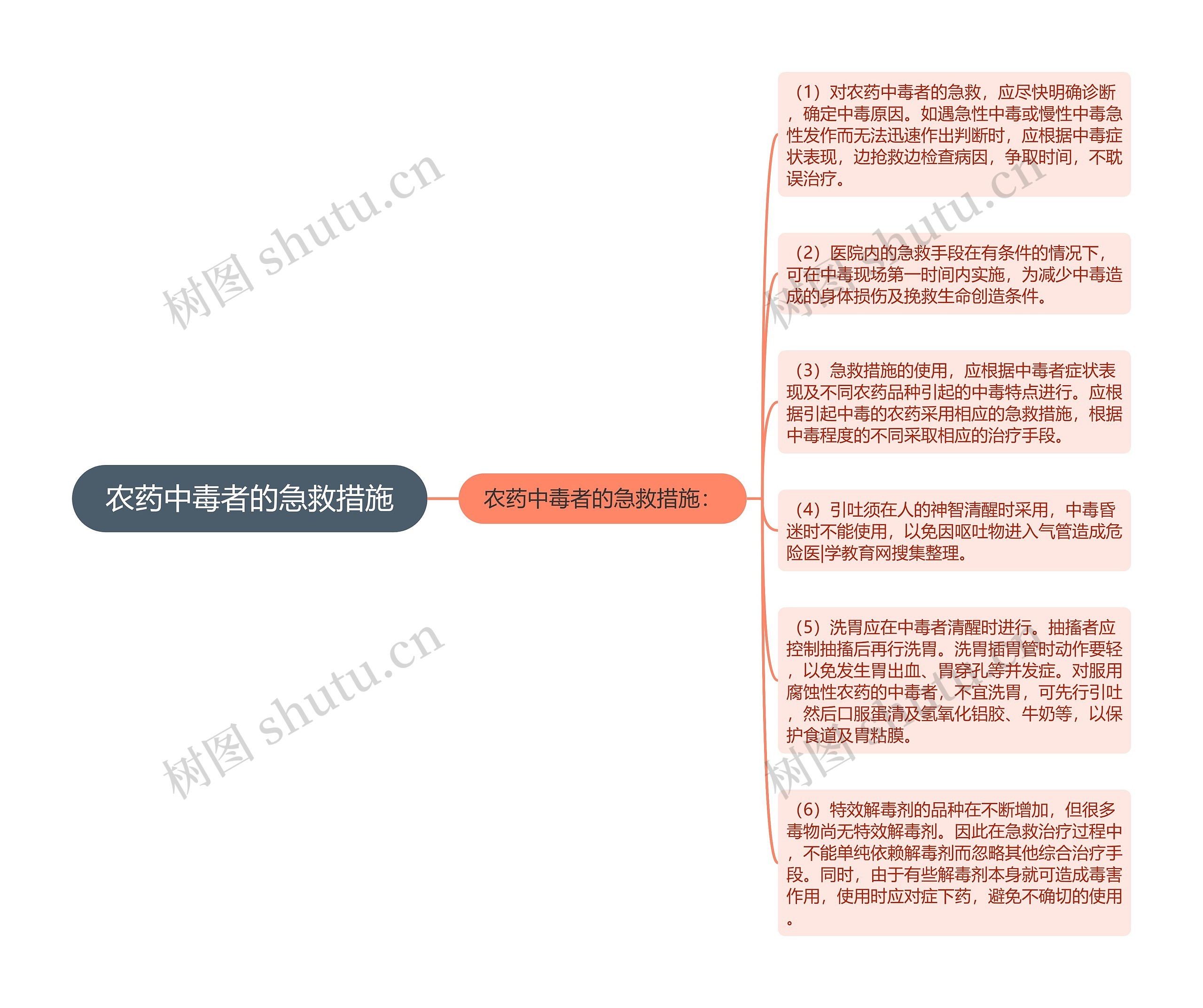 农药中毒者的急救措施思维导图