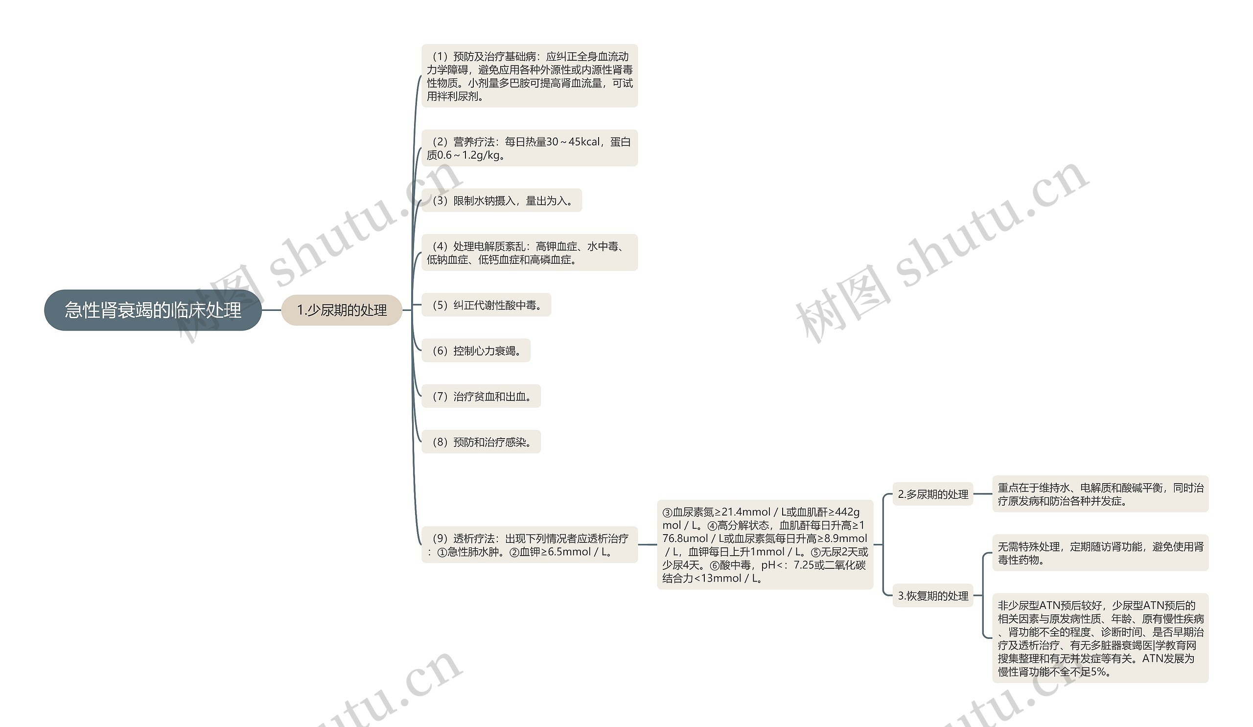 急性肾衰竭的临床处理思维导图