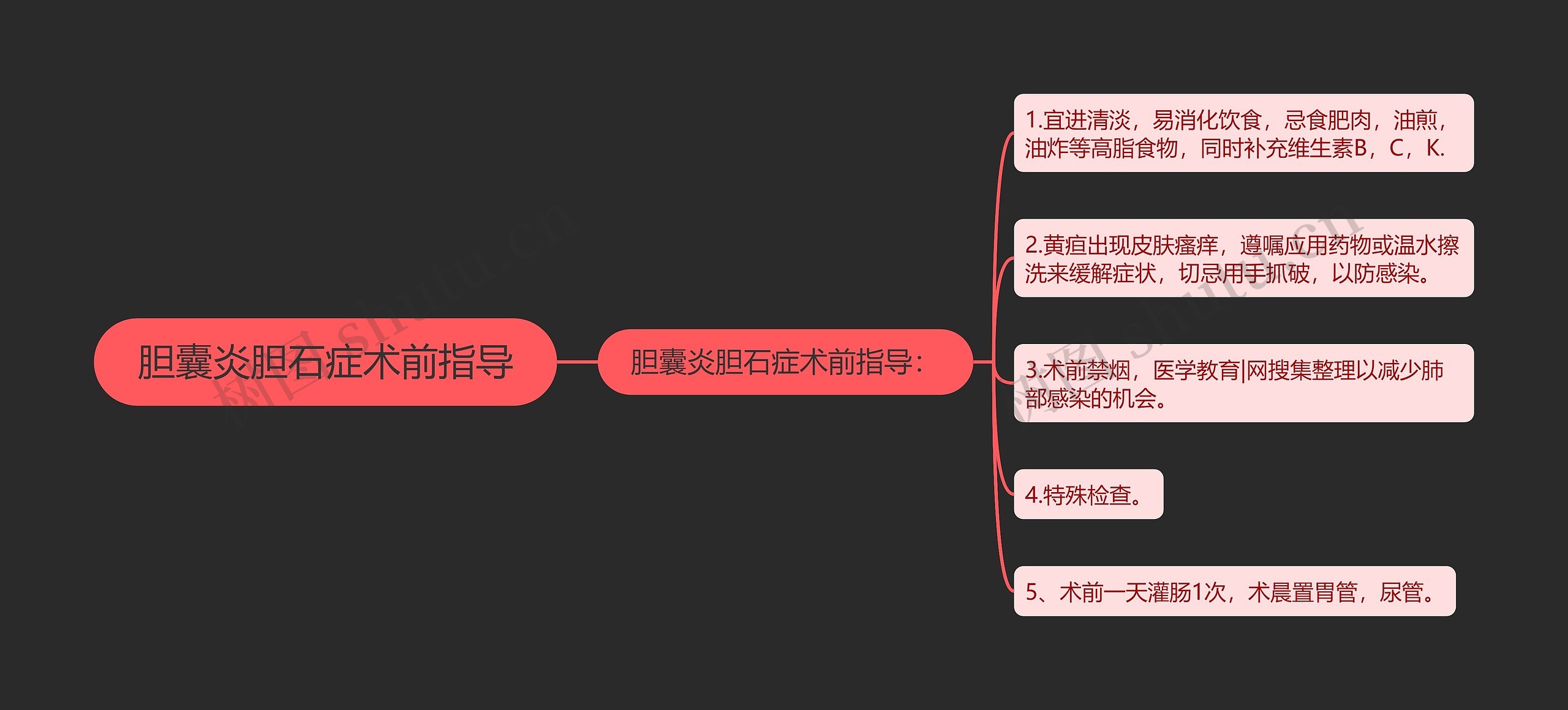 胆囊炎胆石症术前指导思维导图