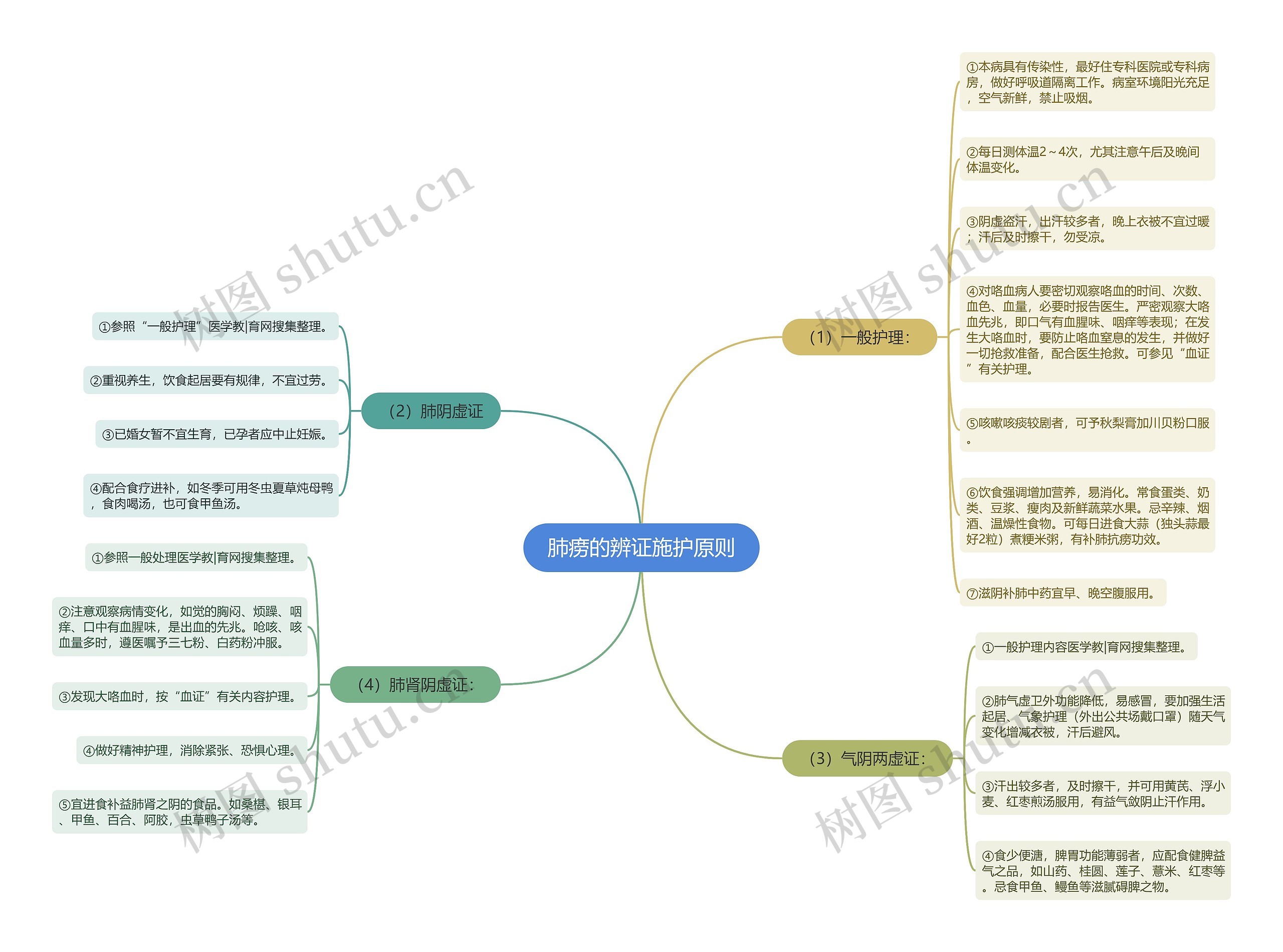 肺痨的辨证施护原则思维导图