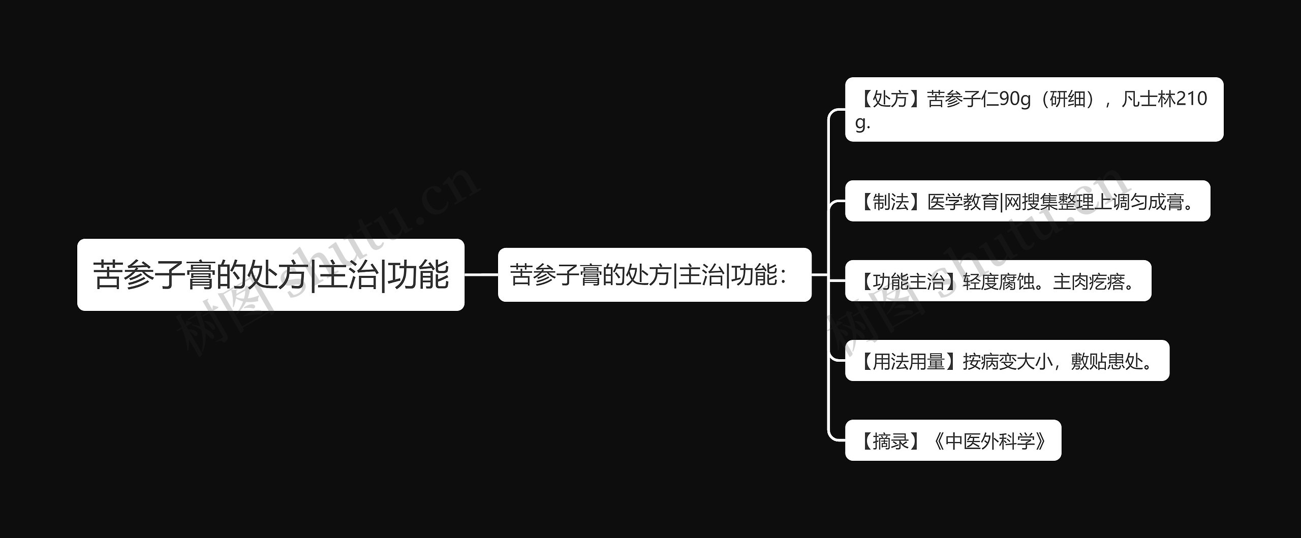 苦参子膏的处方|主治|功能思维导图