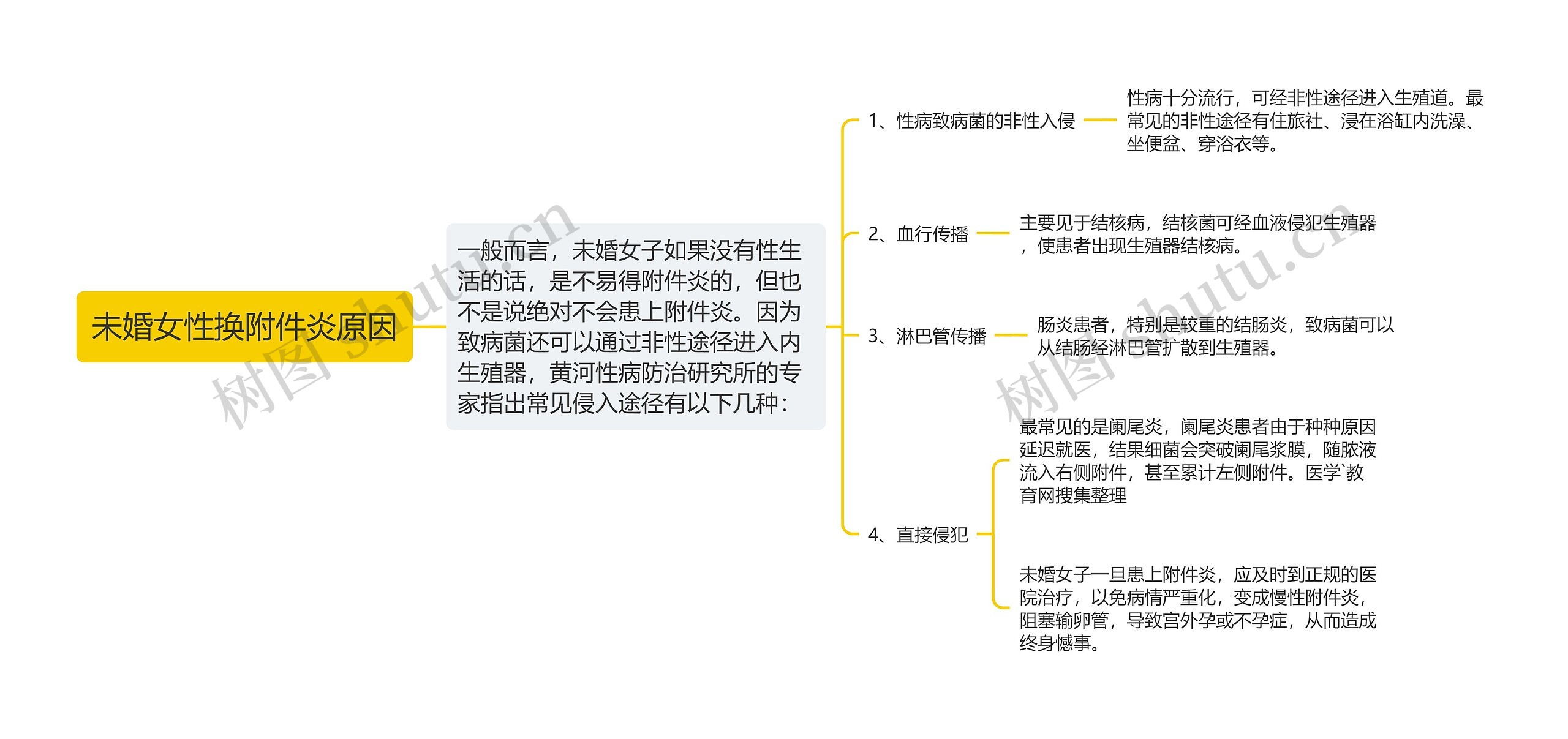 未婚女性换附件炎原因思维导图