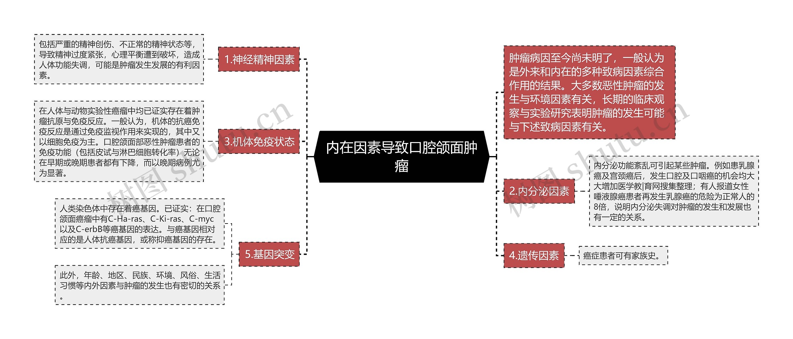 内在因素导致口腔颌面肿瘤思维导图