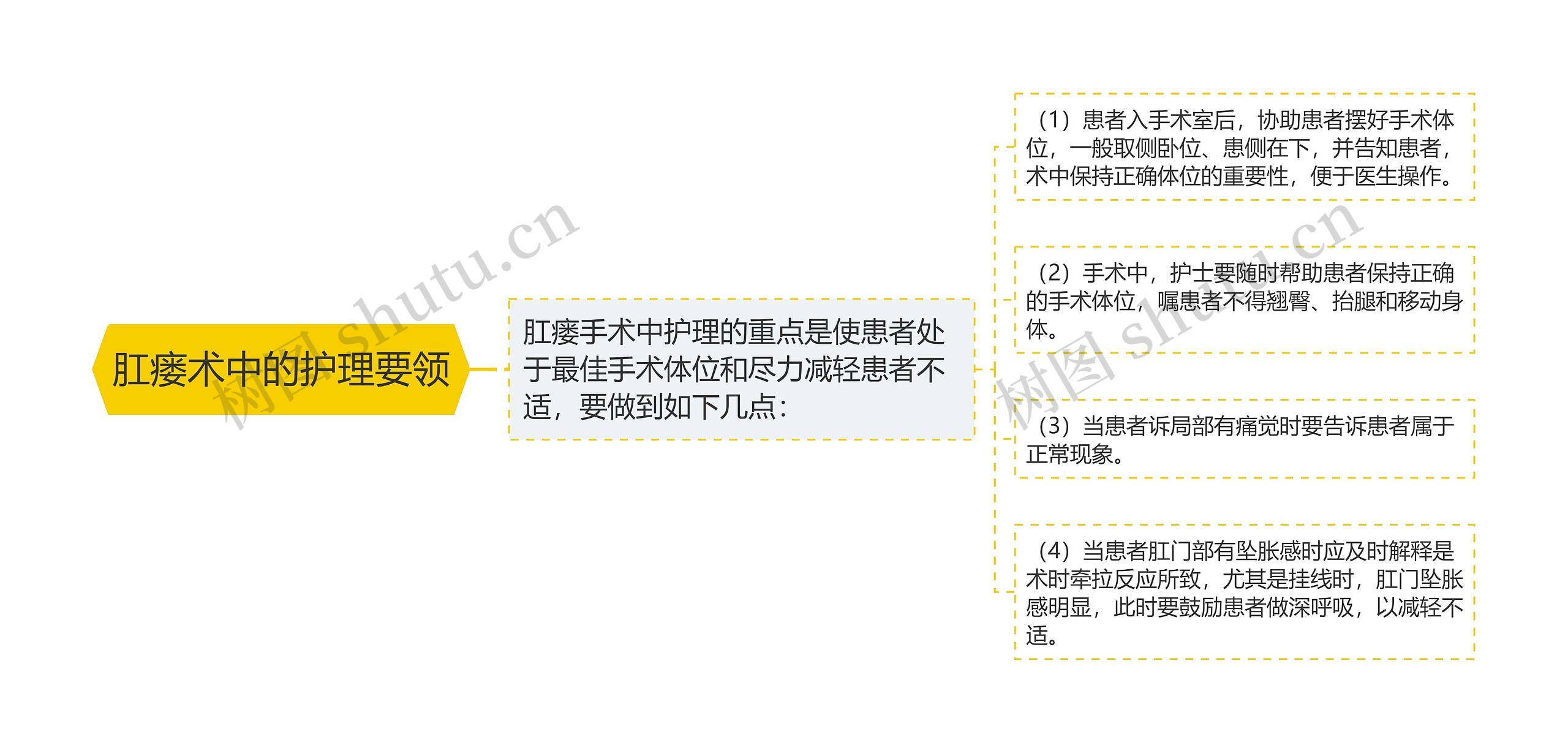 肛瘘术中的护理要领思维导图