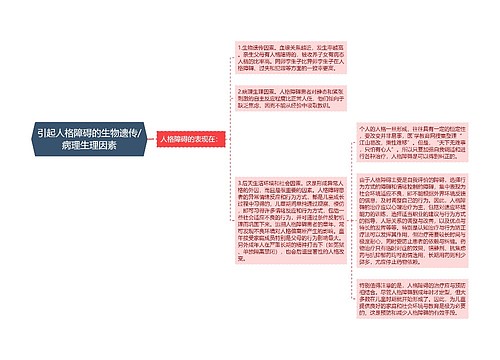 引起人格障碍的生物遗传/病理生理因素