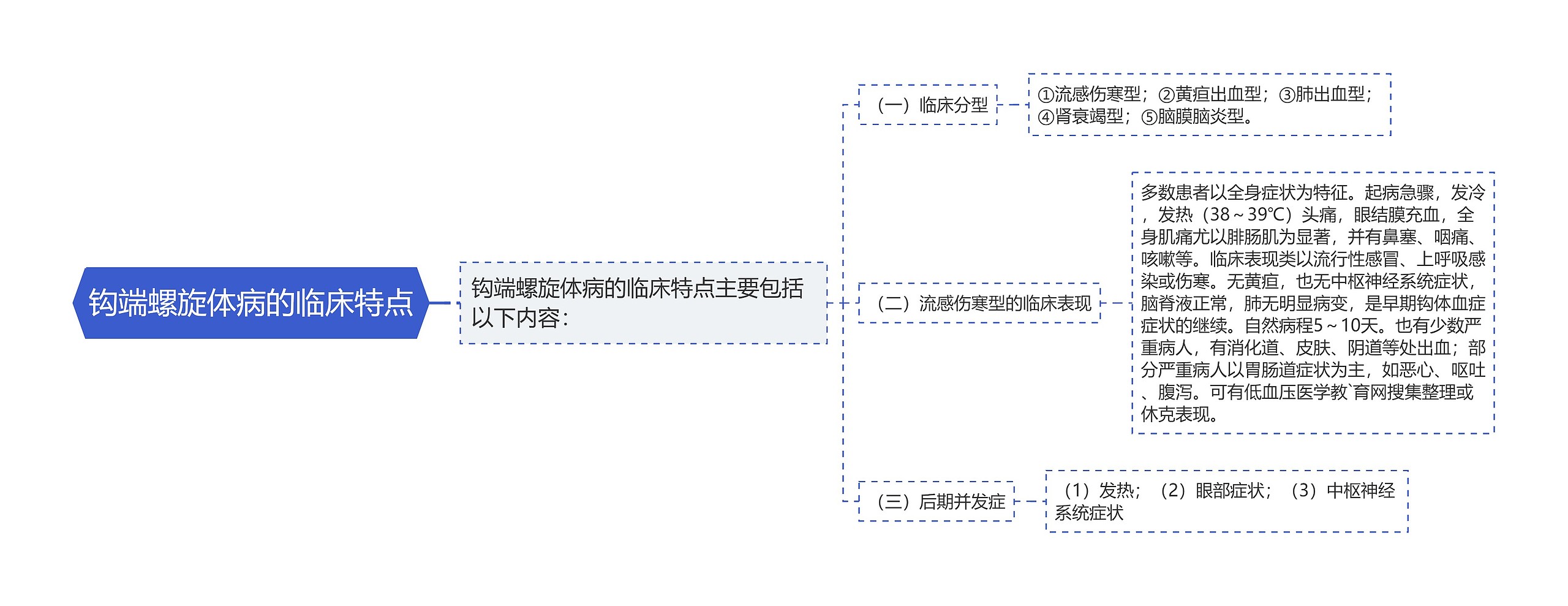 钩端螺旋体病的临床特点思维导图