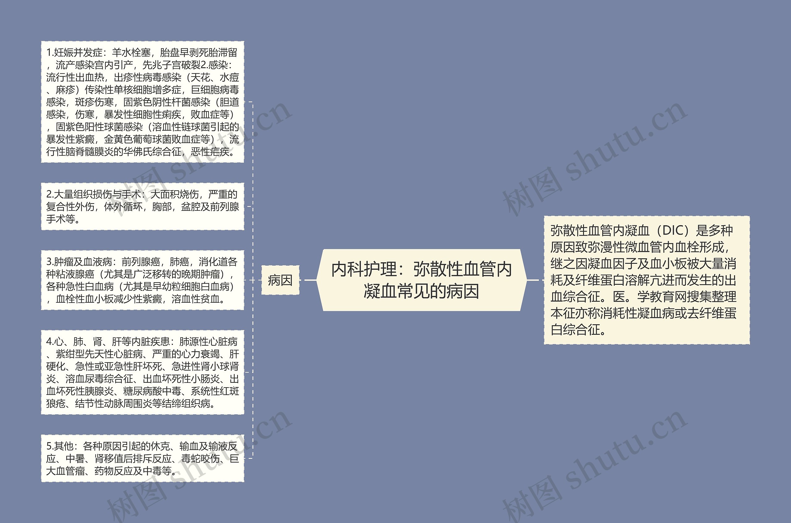 内科护理：弥散性血管内凝血常见的病因