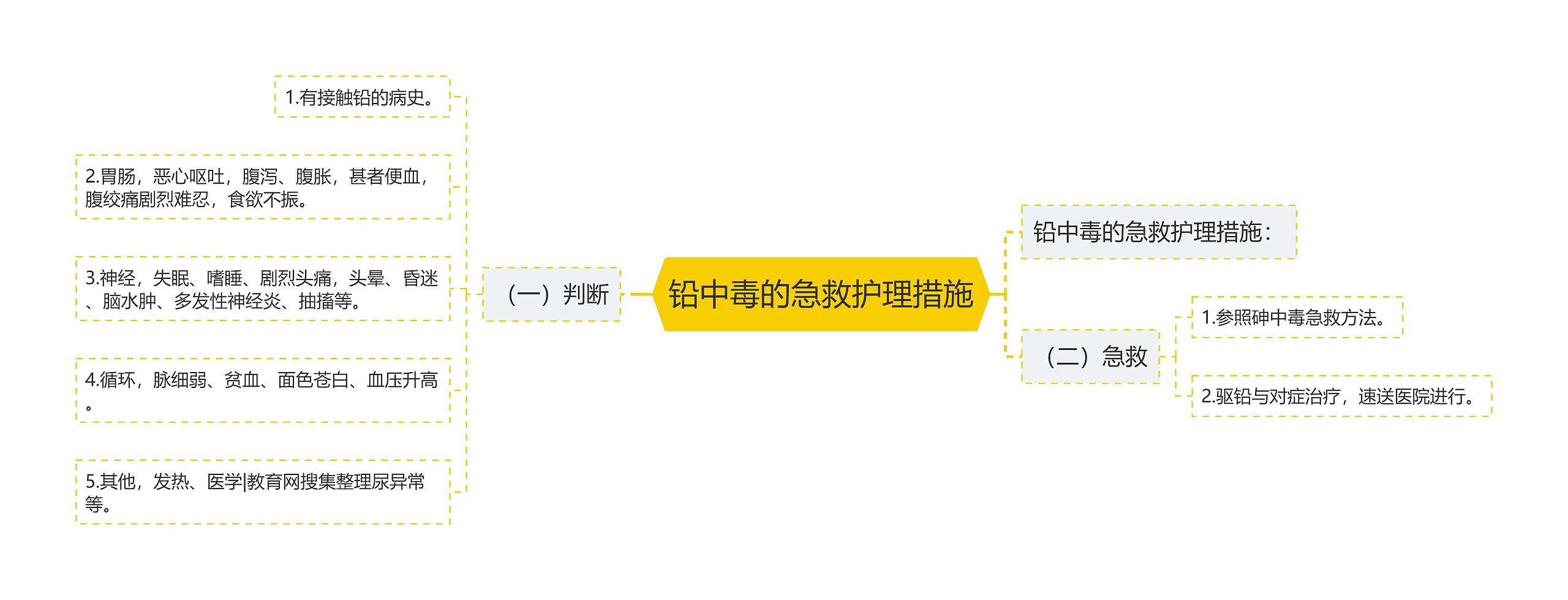 铅中毒的急救护理措施思维导图