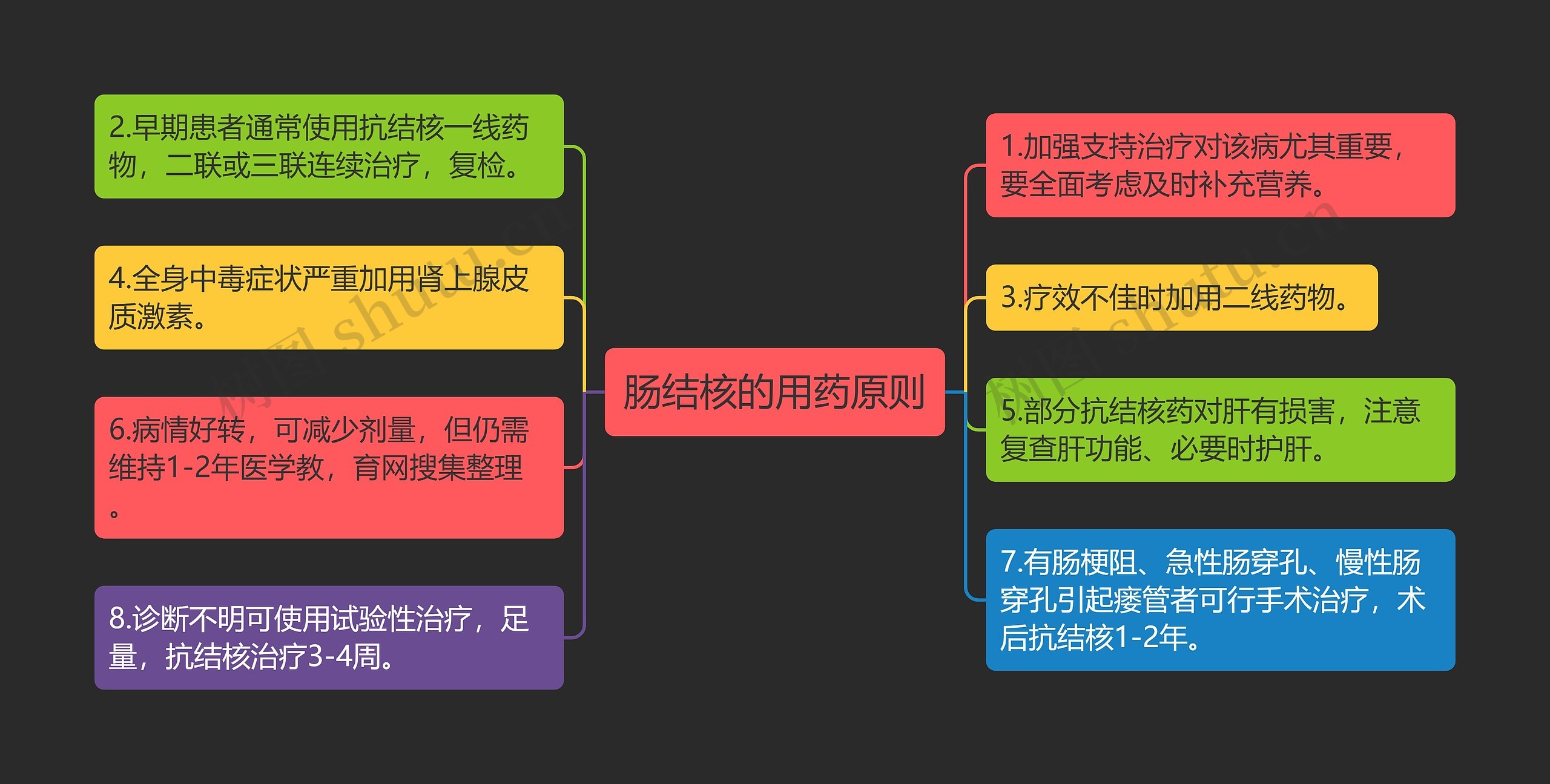 肠结核的用药原则思维导图