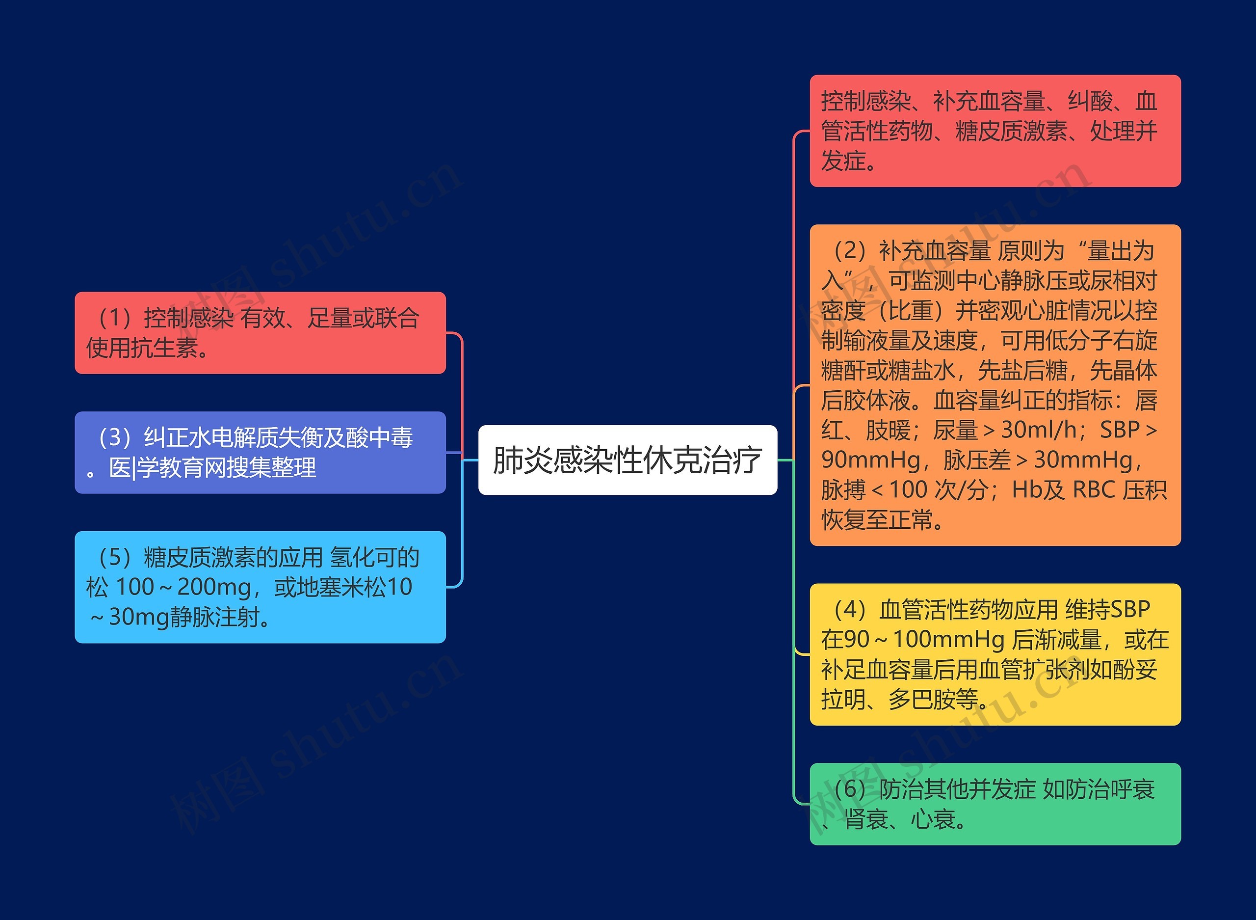 肺炎感染性休克治疗思维导图