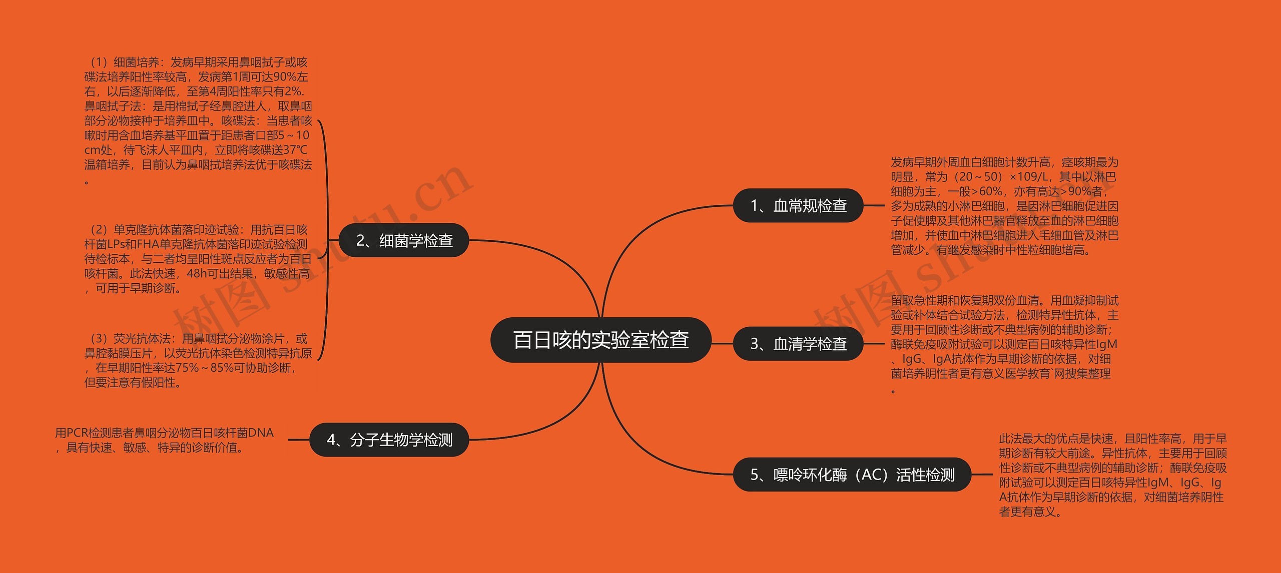 百日咳的实验室检查思维导图