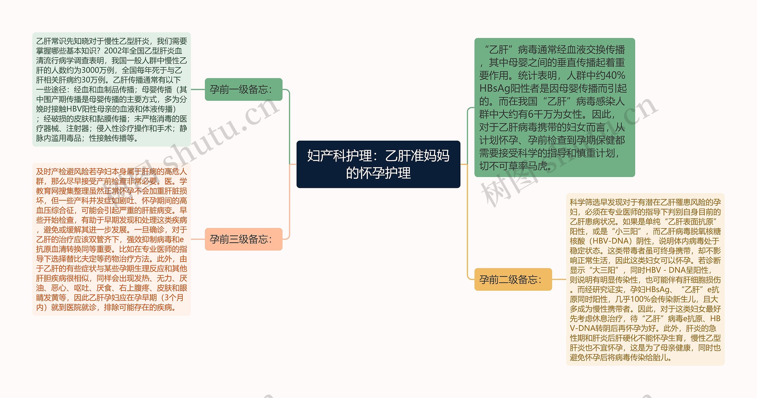 妇产科护理：乙肝准妈妈的怀孕护理思维导图