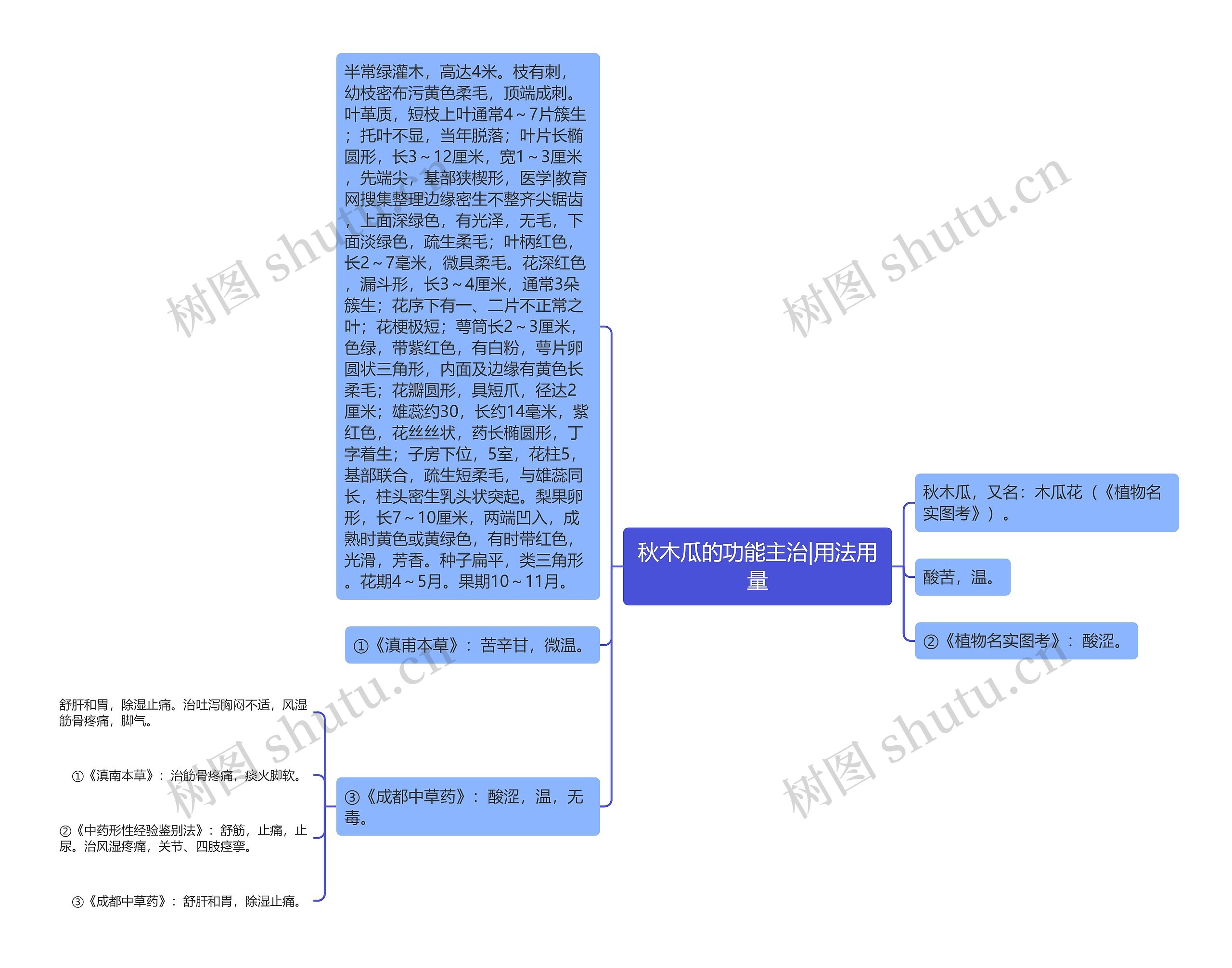 秋木瓜的功能主治|用法用量思维导图