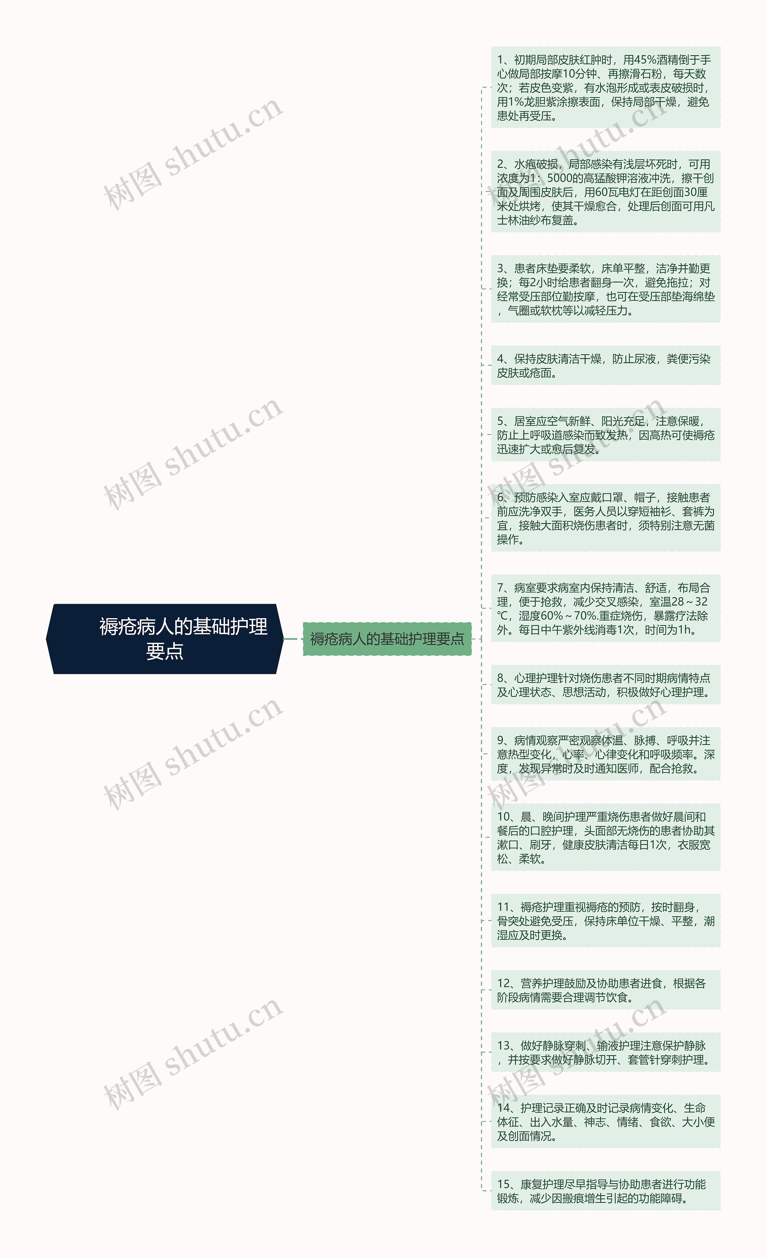 　　褥疮病人的基础护理要点思维导图