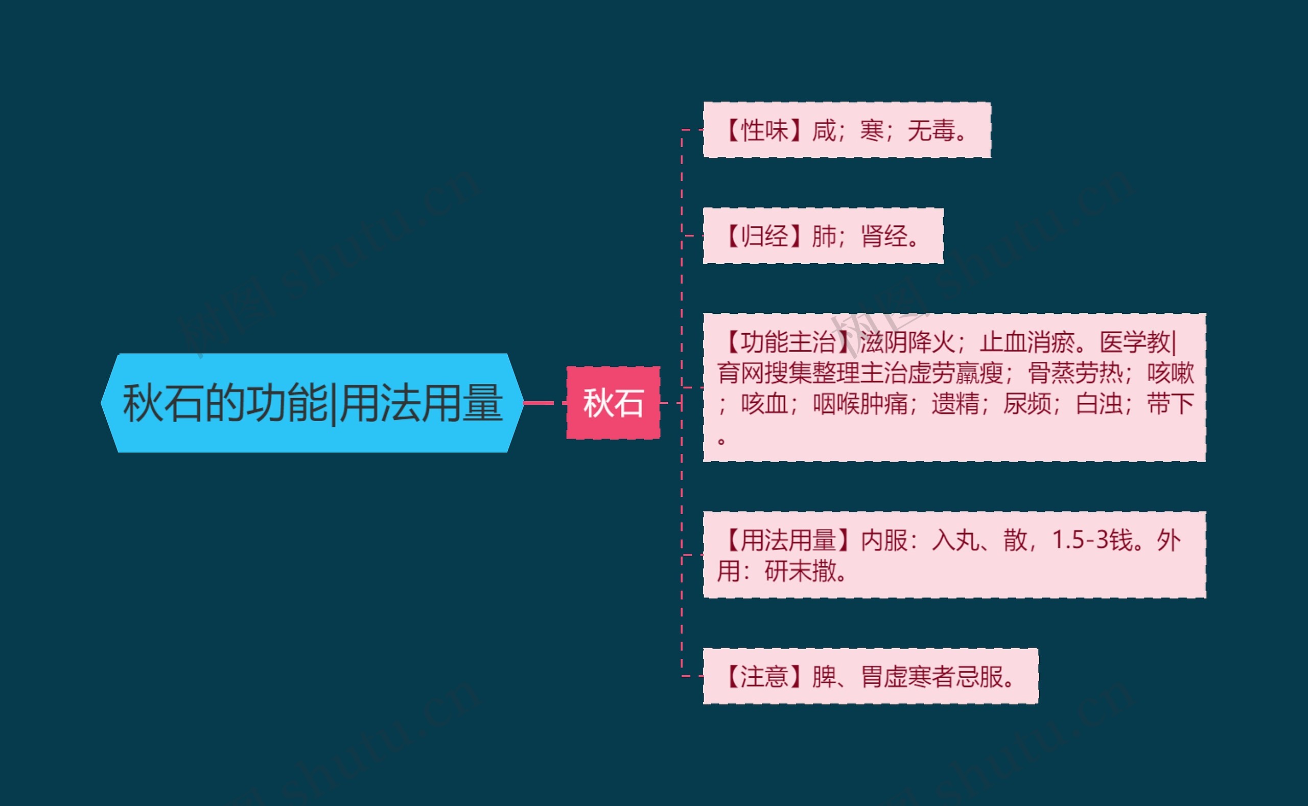 秋石的功能|用法用量思维导图