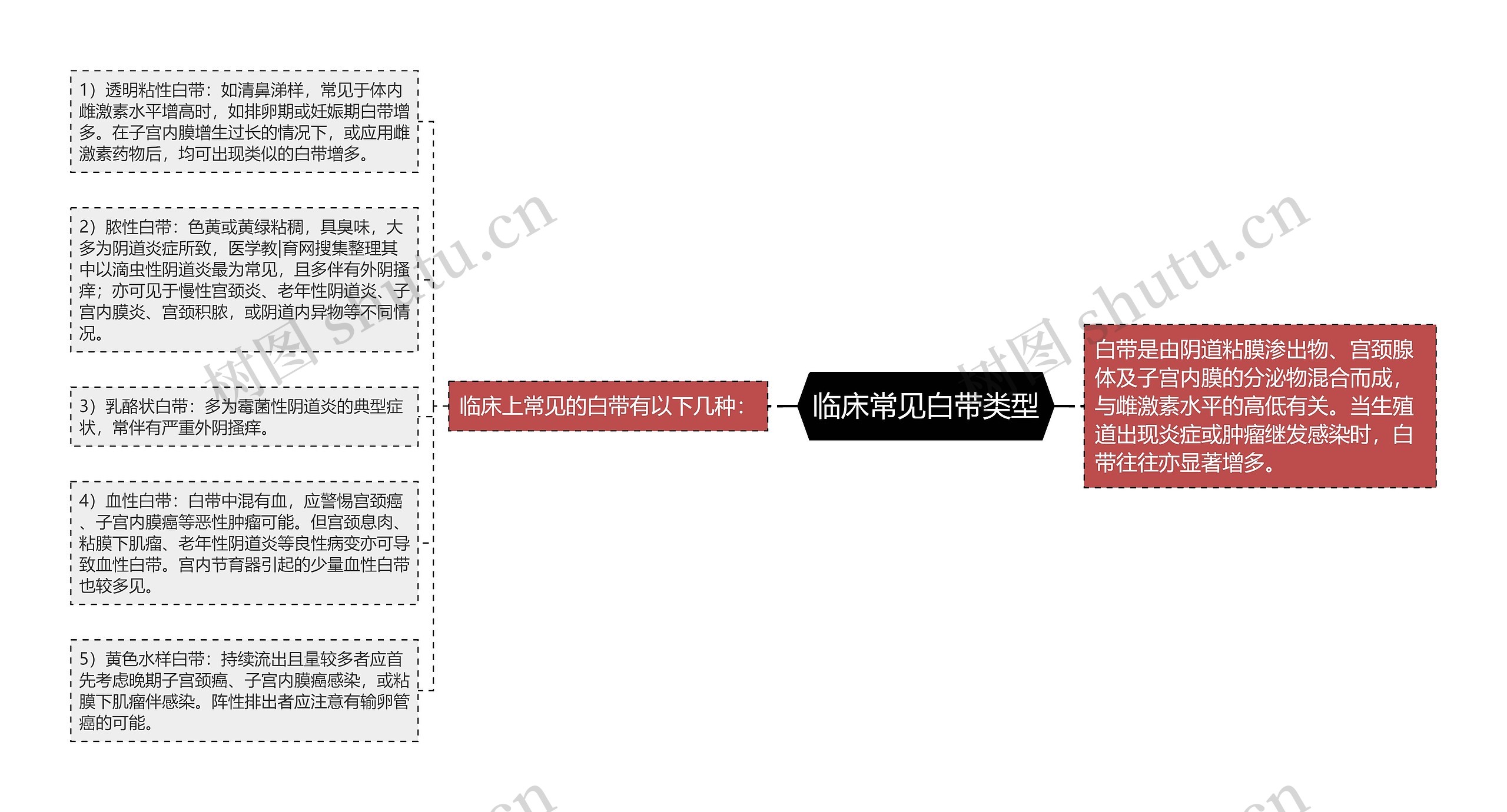 临床常见白带类型思维导图