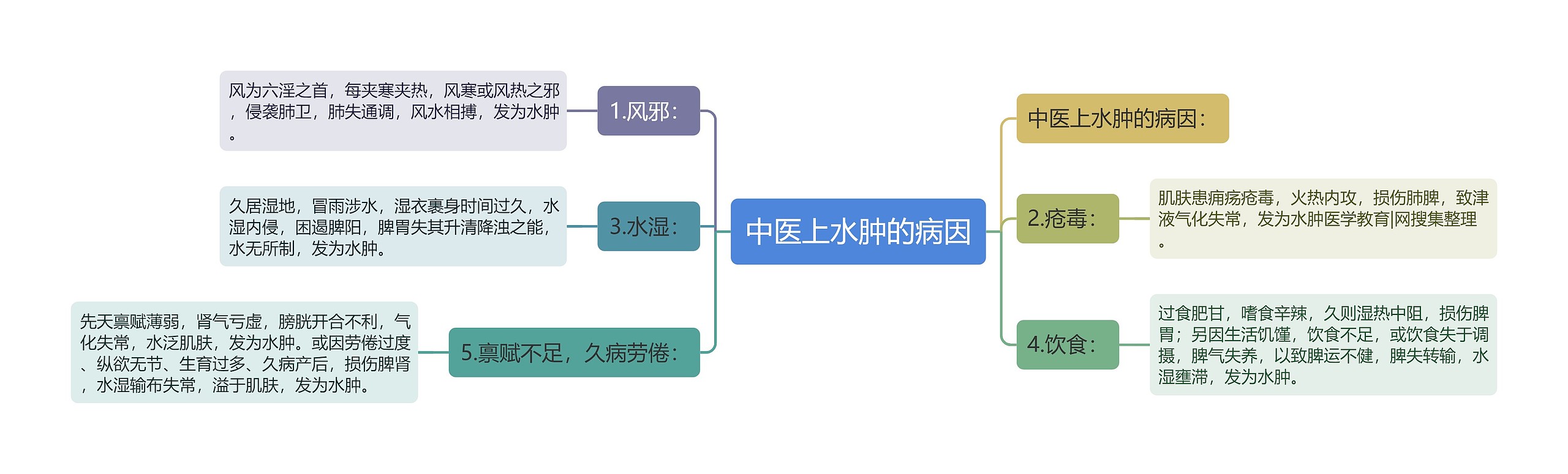 中医上水肿的病因思维导图