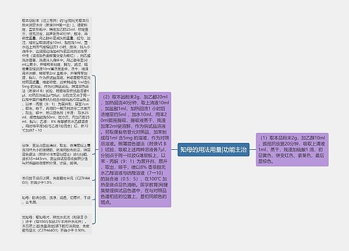 知母的用法用量|功能主治