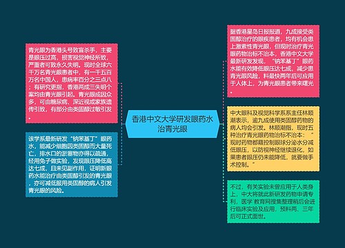 香港中文大学研发眼药水治青光眼