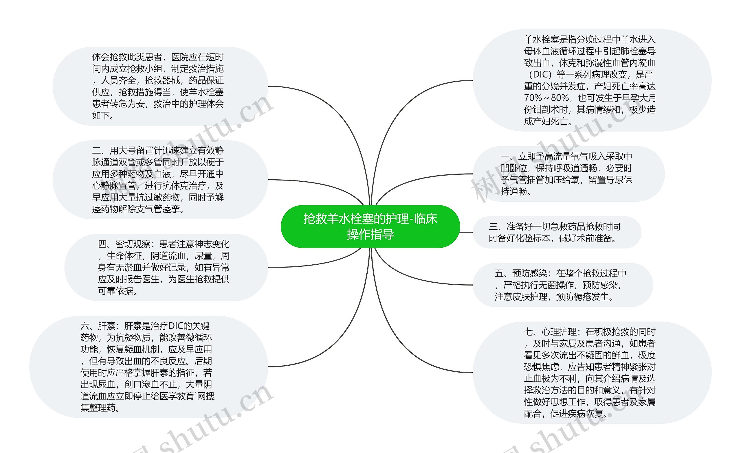 抢救羊水栓塞的护理-临床操作指导思维导图