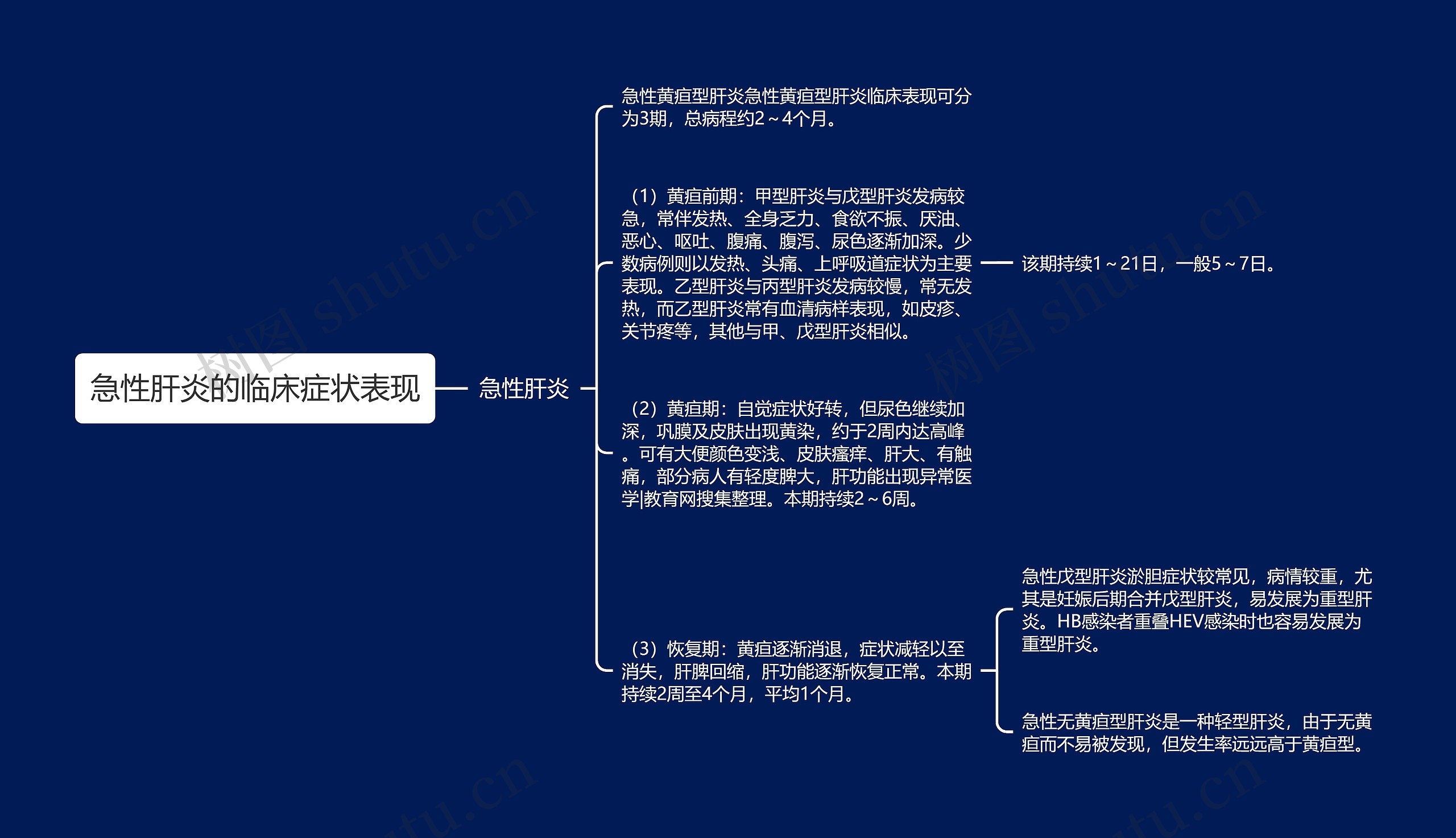 急性肝炎的临床症状表现思维导图