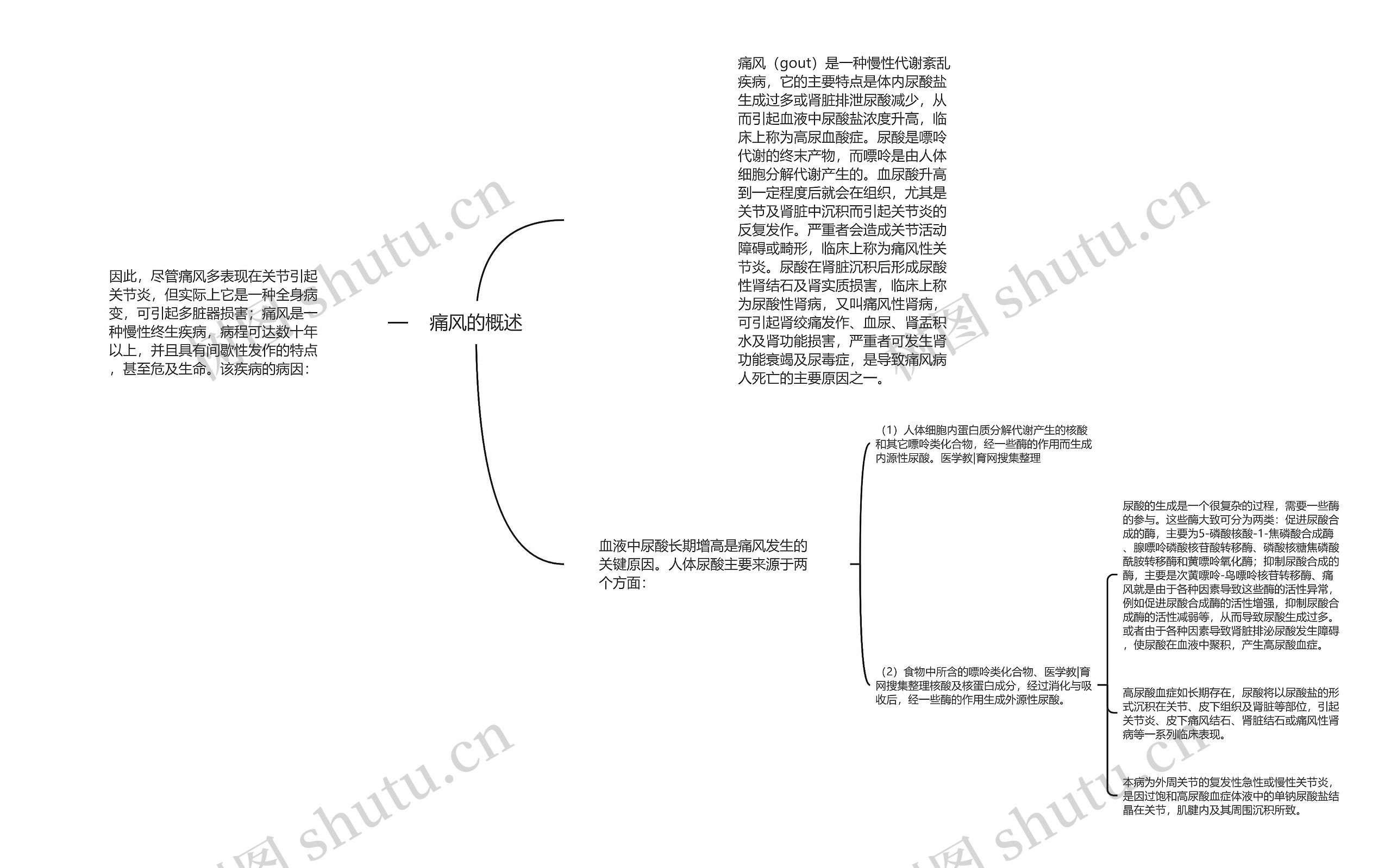 痛风的概述思维导图